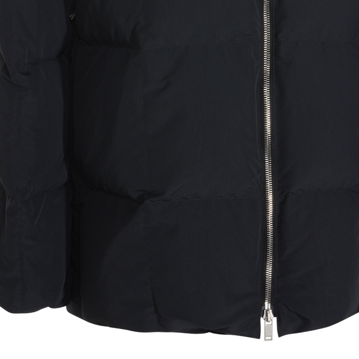 Jil Sander Hooded Long Padded Quilted Jacket In Blue