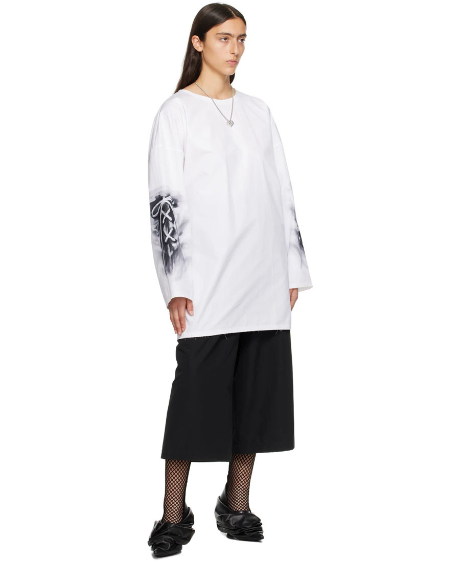 We11 Done Abstract-print Cotton Blouse In White