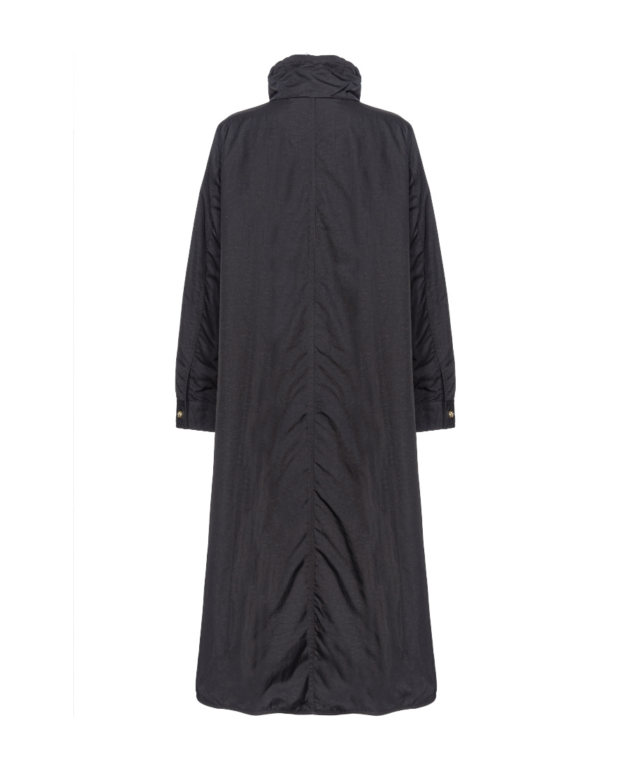 Pinko Drawstring Twill Parka Coat In Black