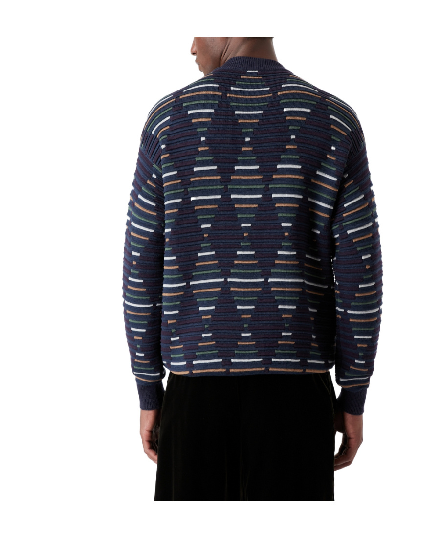 Giorgio Armani Man Sweater Navy Size 46 Virgin Wool In Black
