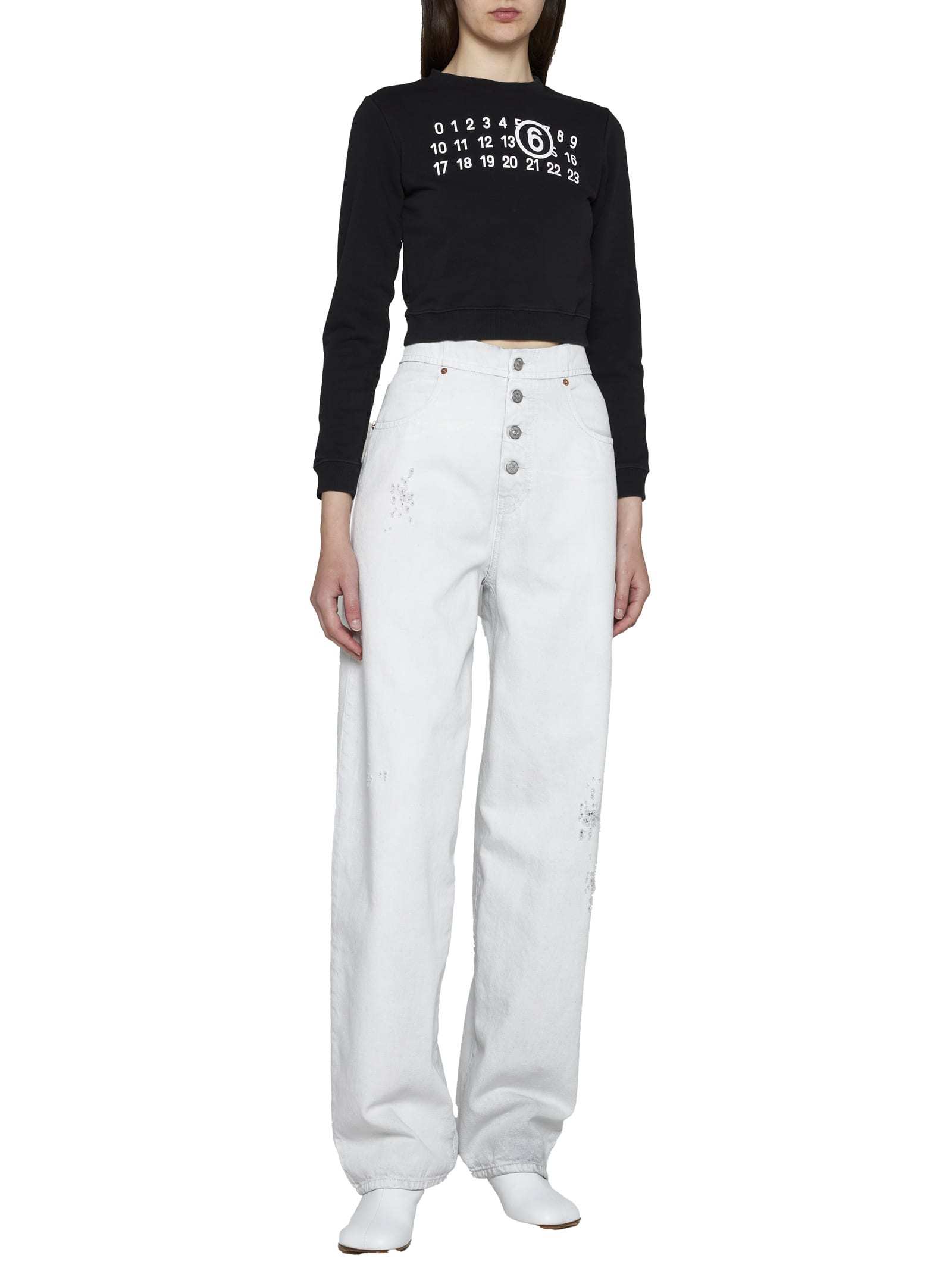 Mm6 Maison Margiela High-waist Loose-fit Jeans In White