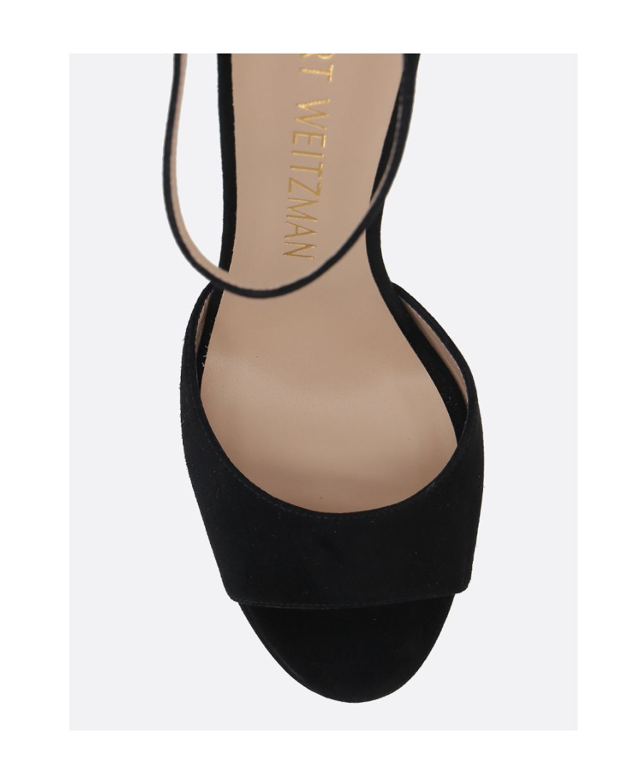 Stuart Weitzman Women's Discoplatform Suede Ankle Loop Sandals In Black