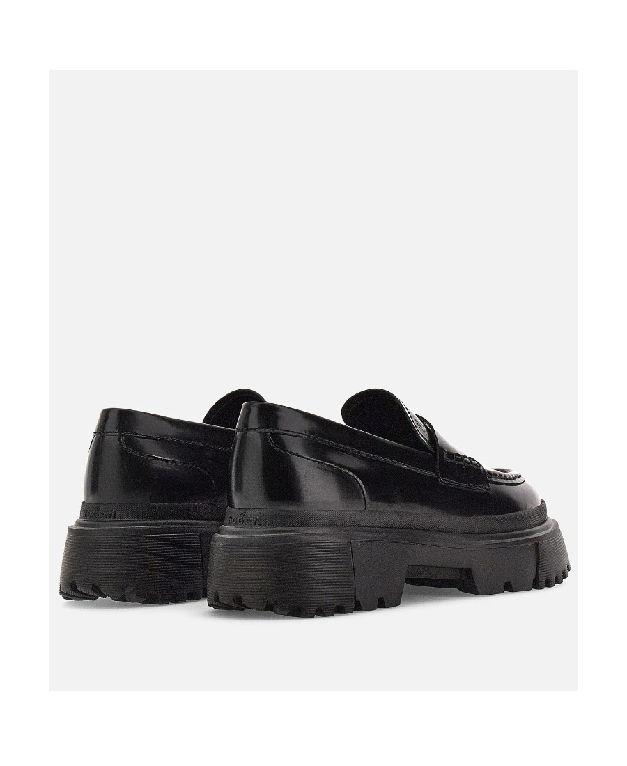 Hogan Chunky Leather Loafers In Black