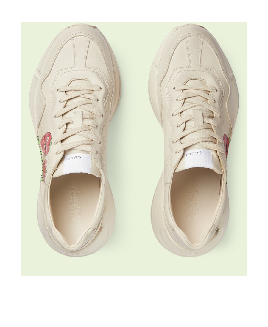 Gucci Rhyton Series Strawberry Printed Casual Sports Shoes In White