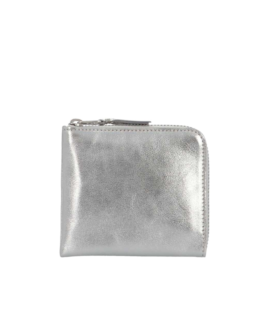 Comme Des Garçons Logo Wallet In Metallic