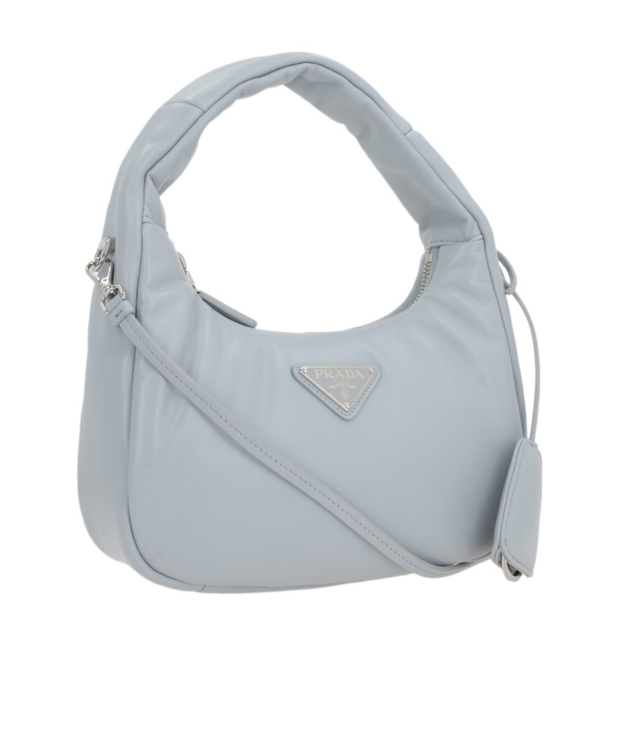 Prada Mini Leather Top Handle Bag In Blue