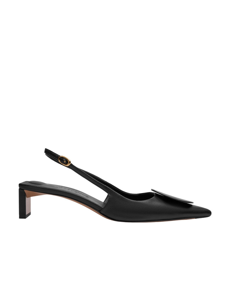 Shop Jacquemus Circle Square Kitten Slingbacks In Black