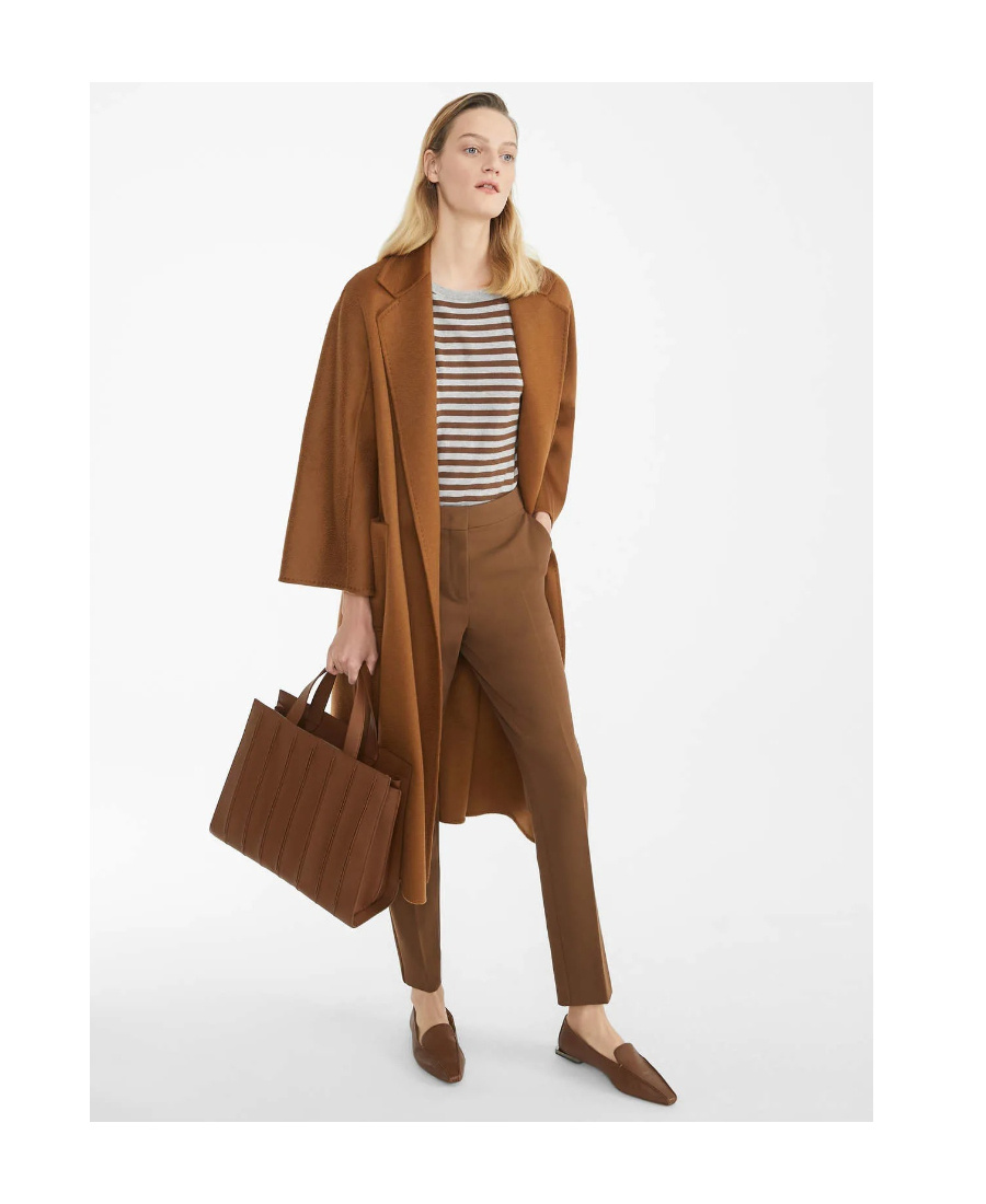 Max Mara Belted Waist Camel Coat With Detachable Belt In Brown