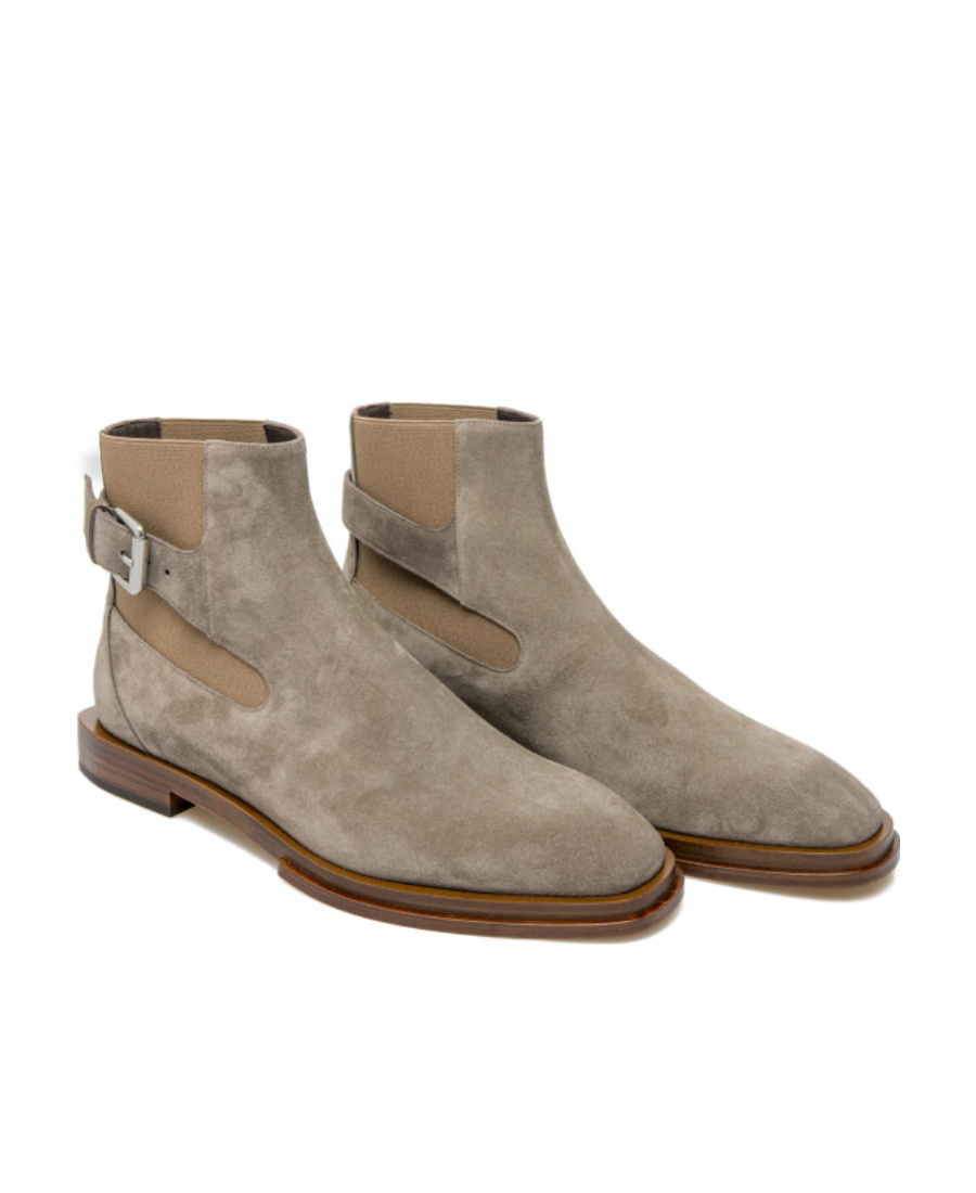 Alexander Mcqueen Round-headed Boots In Gray