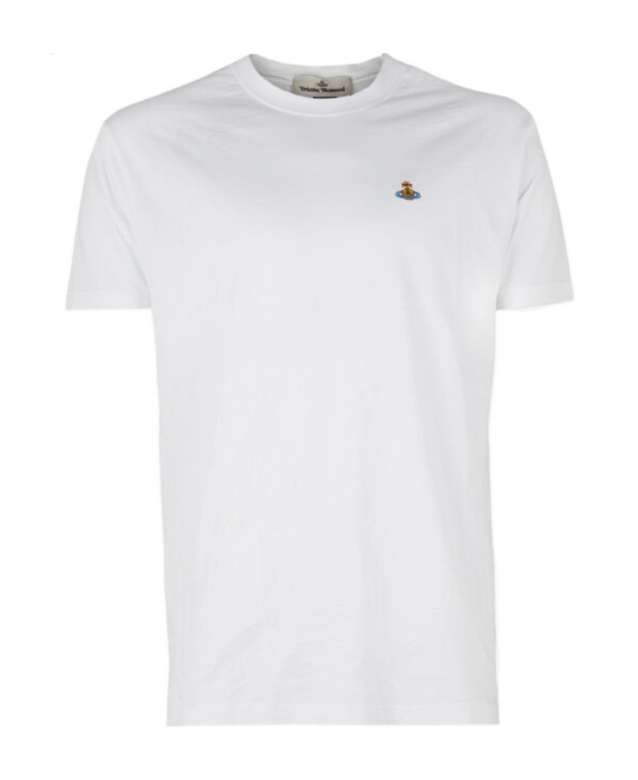Vivienne Westwood White Crewneck T-shirt With Orb Logo Detail On The Front In Cotton Woman In White