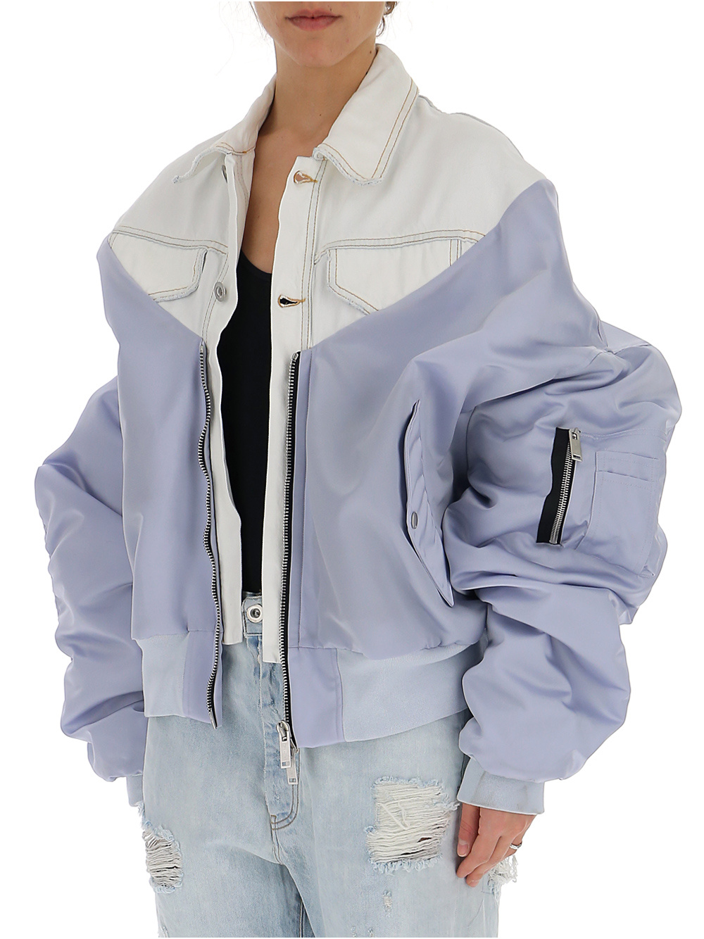 Ben Taverniti Unravel Project Denim Splicing Casual Jacket In Gray