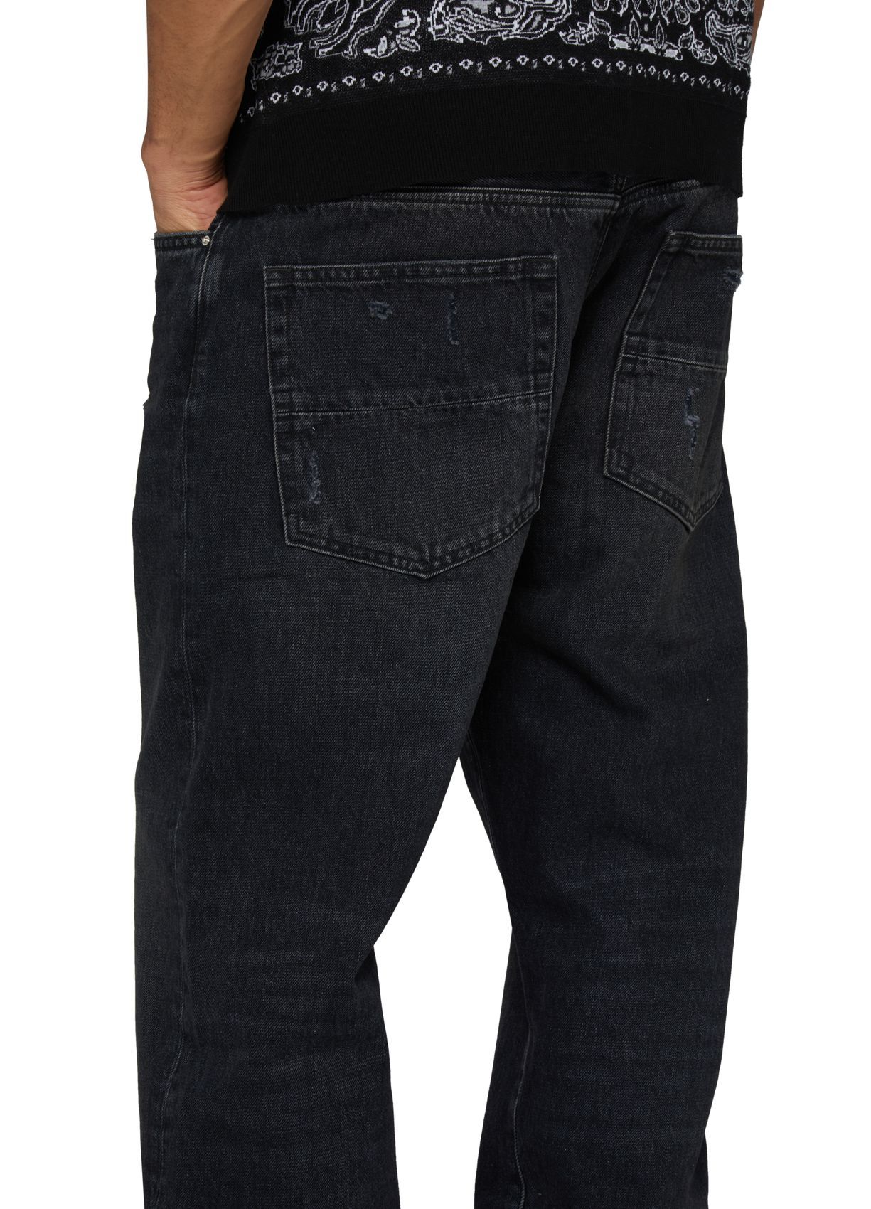 Amiri Straight Cut Loose Jeans In Black