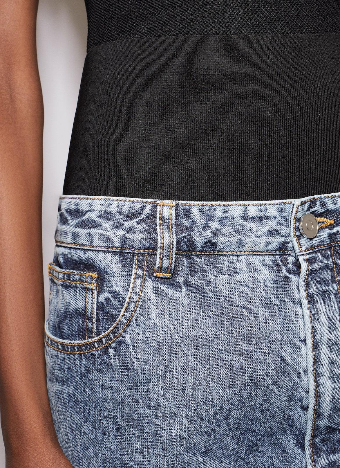 Alaïa Snow Denim Jeans With Knit Band In Blue