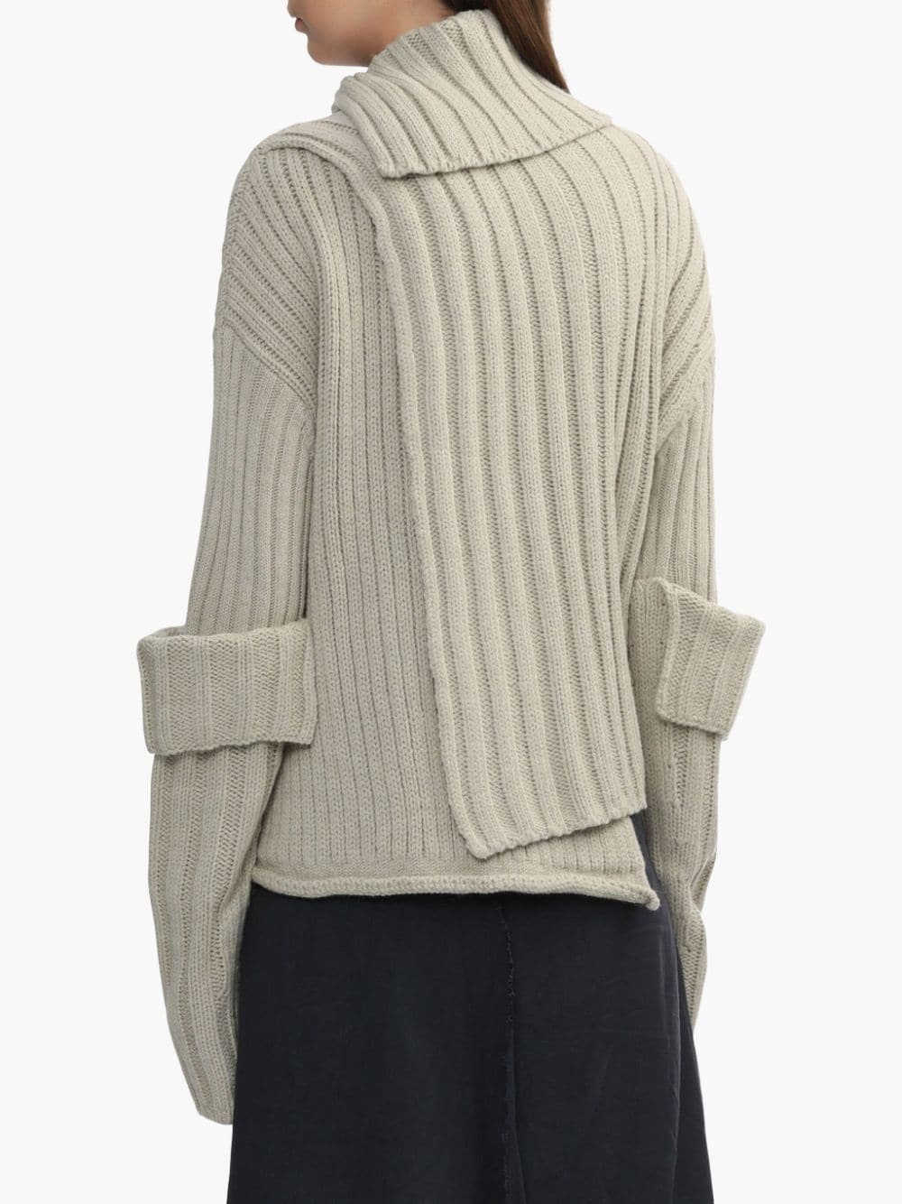 Y's Rib Multi-layered Turtleneck Wool Sweater In Nude