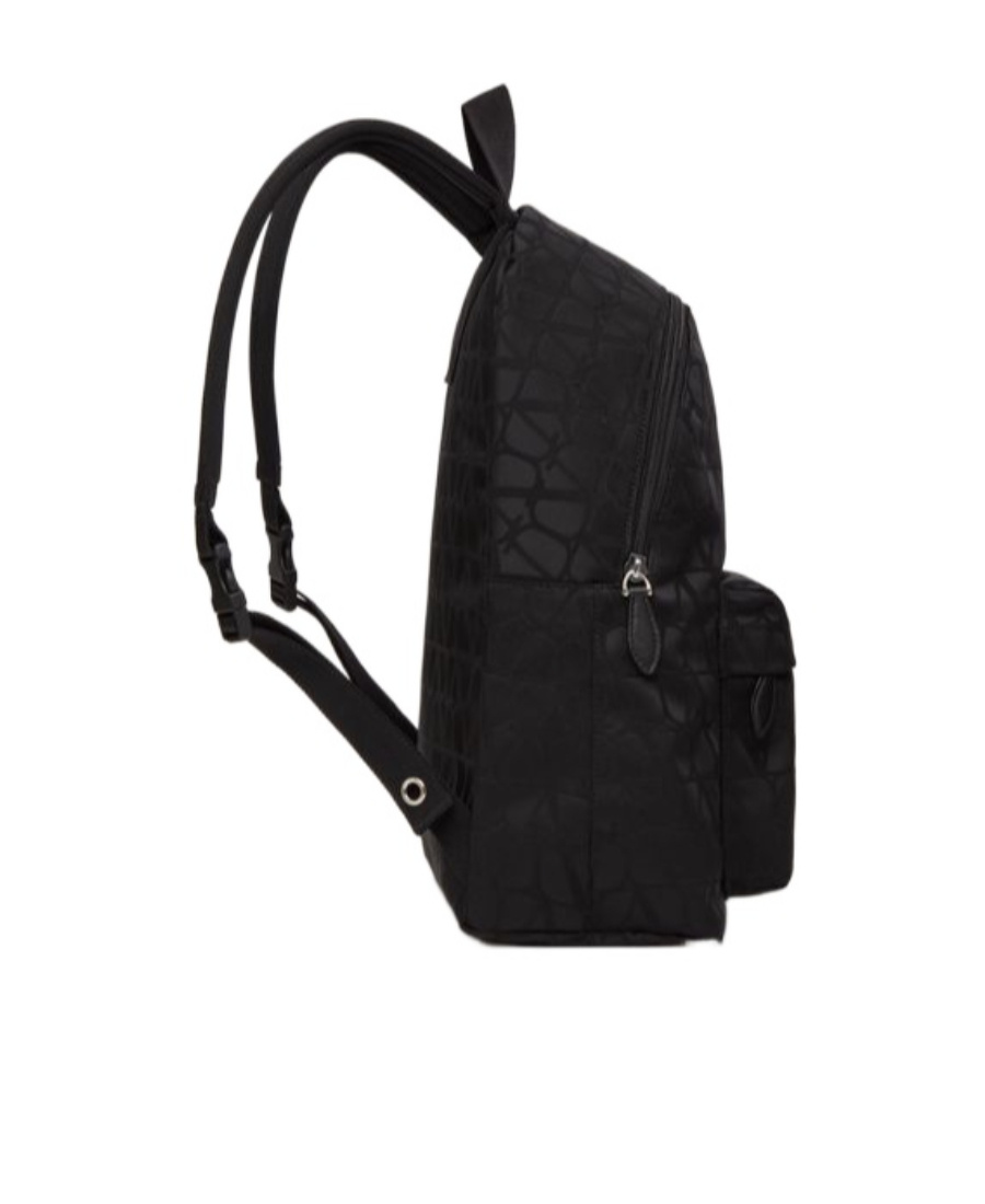 Valentino Iconograph Nylon Backpack With Adjustable Straps In Black