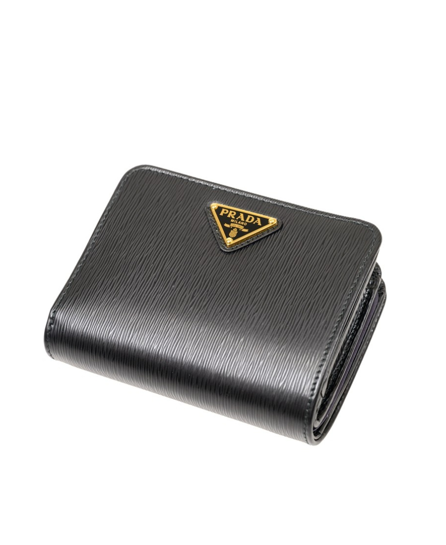 Prada Short Logo Wallet In Black