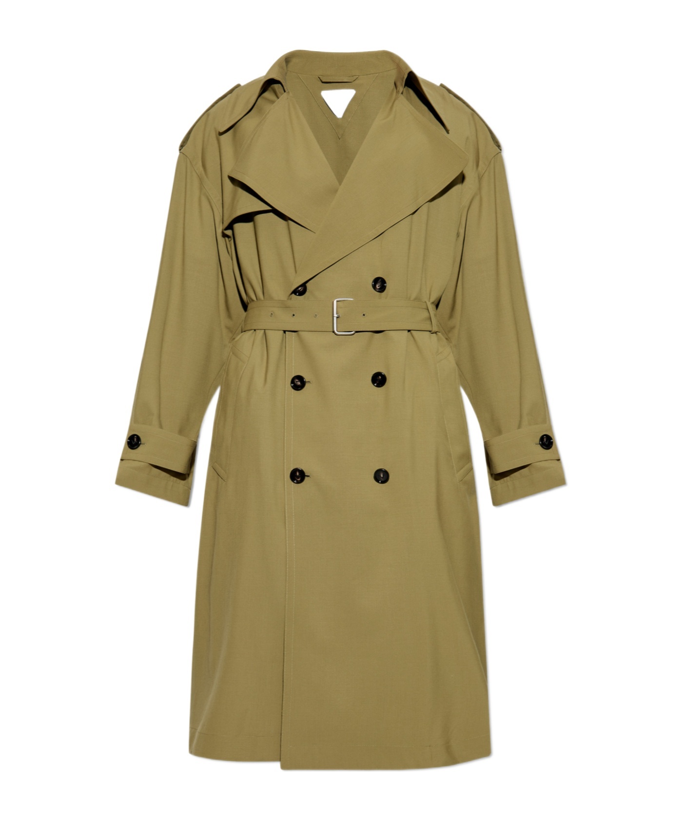 Bottega Veneta Mens Double-breasted Wool Trench Coat Algae In Green