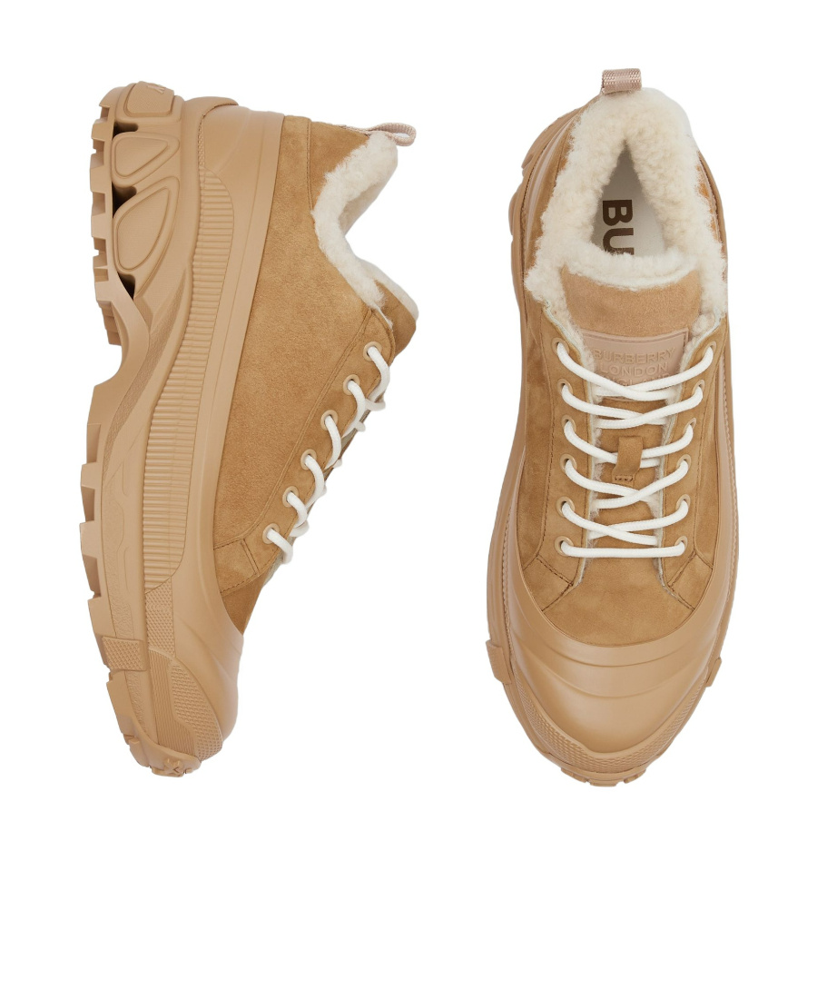 Burberry Arthur Shearling-lined Sneakers In Brown