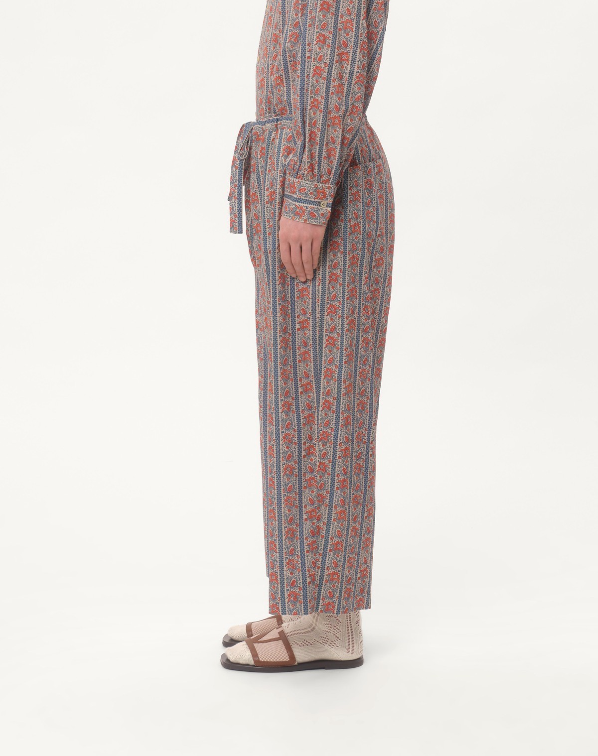 Valentino Voyage Imaginaire Print Straight Pants In Gray