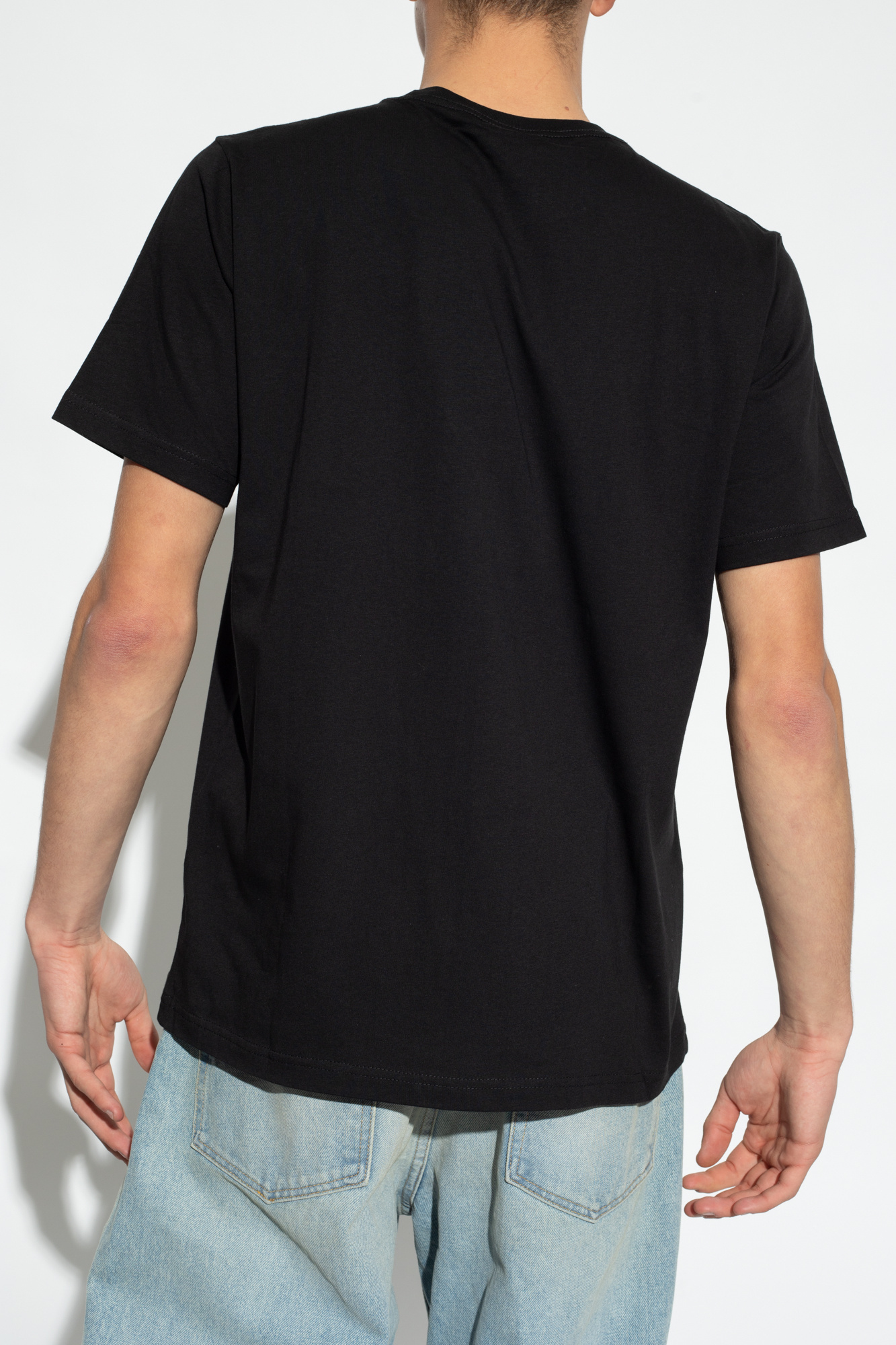 Shop Ps By Paul Smith Stripe Skull-print Organic Cotton T-shirt In Black