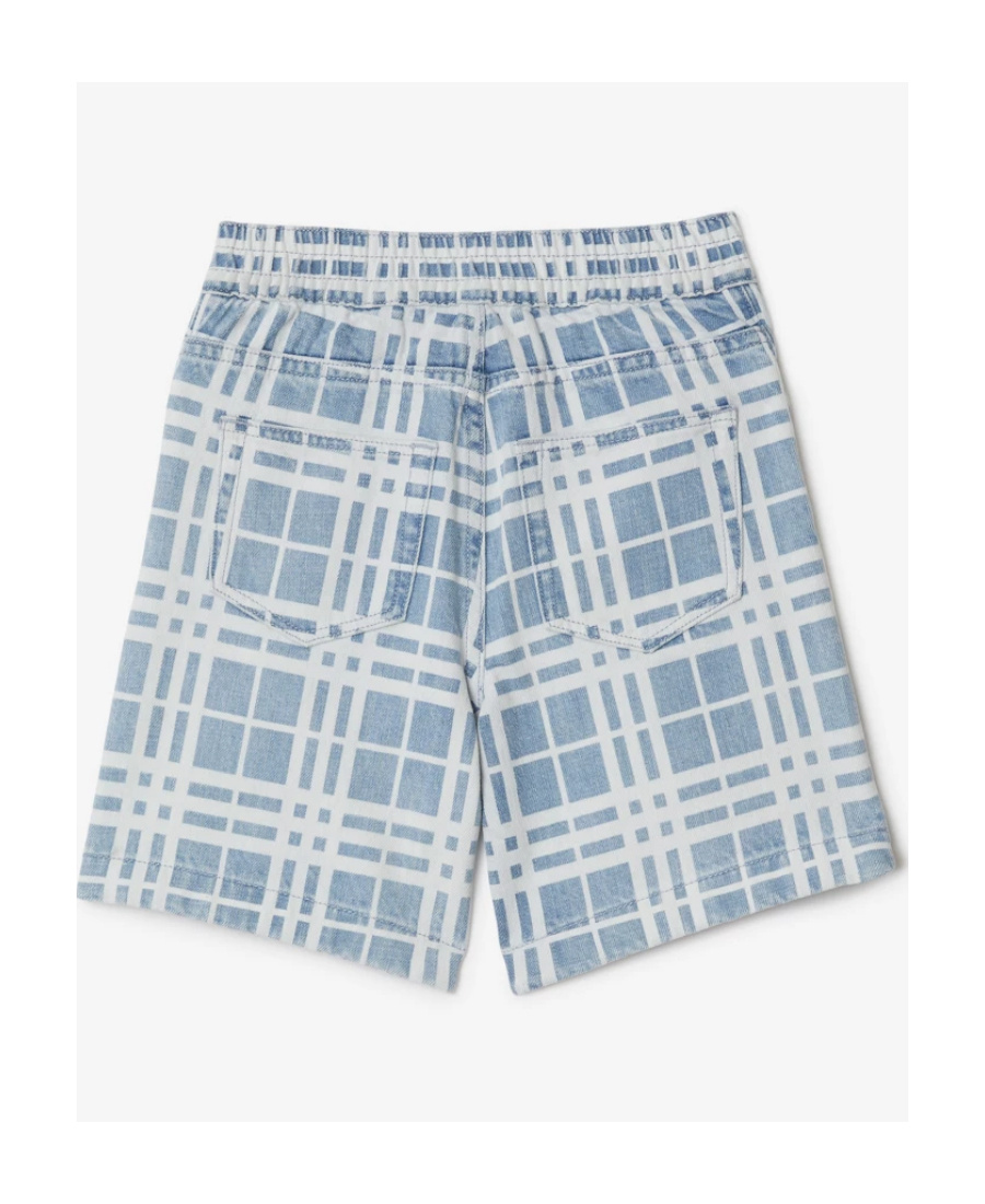 Burberry Check-pattern Denim Shorts In Blue