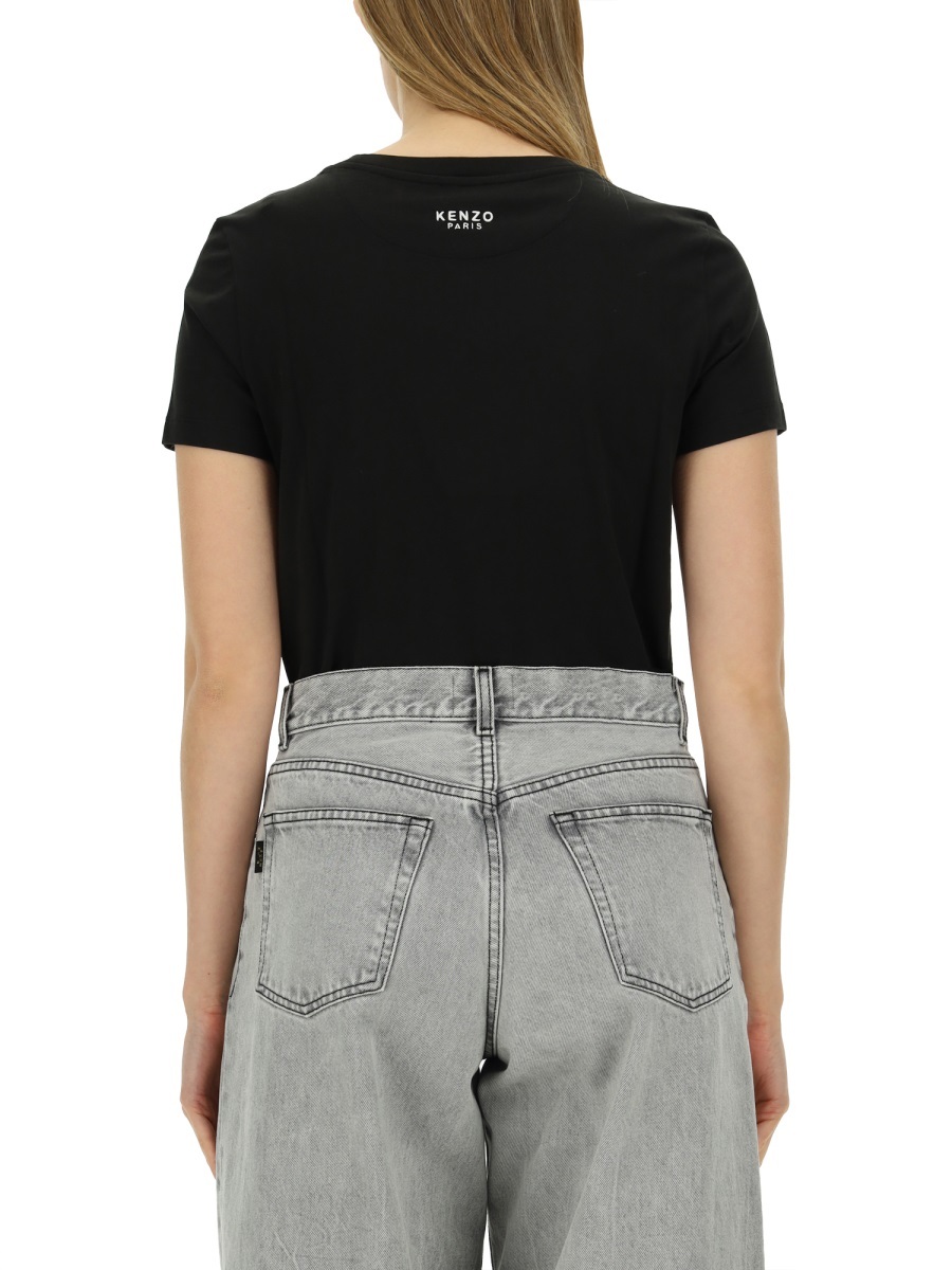 Kenzo Boke Flower-patch Cotton T-shirt In Gray