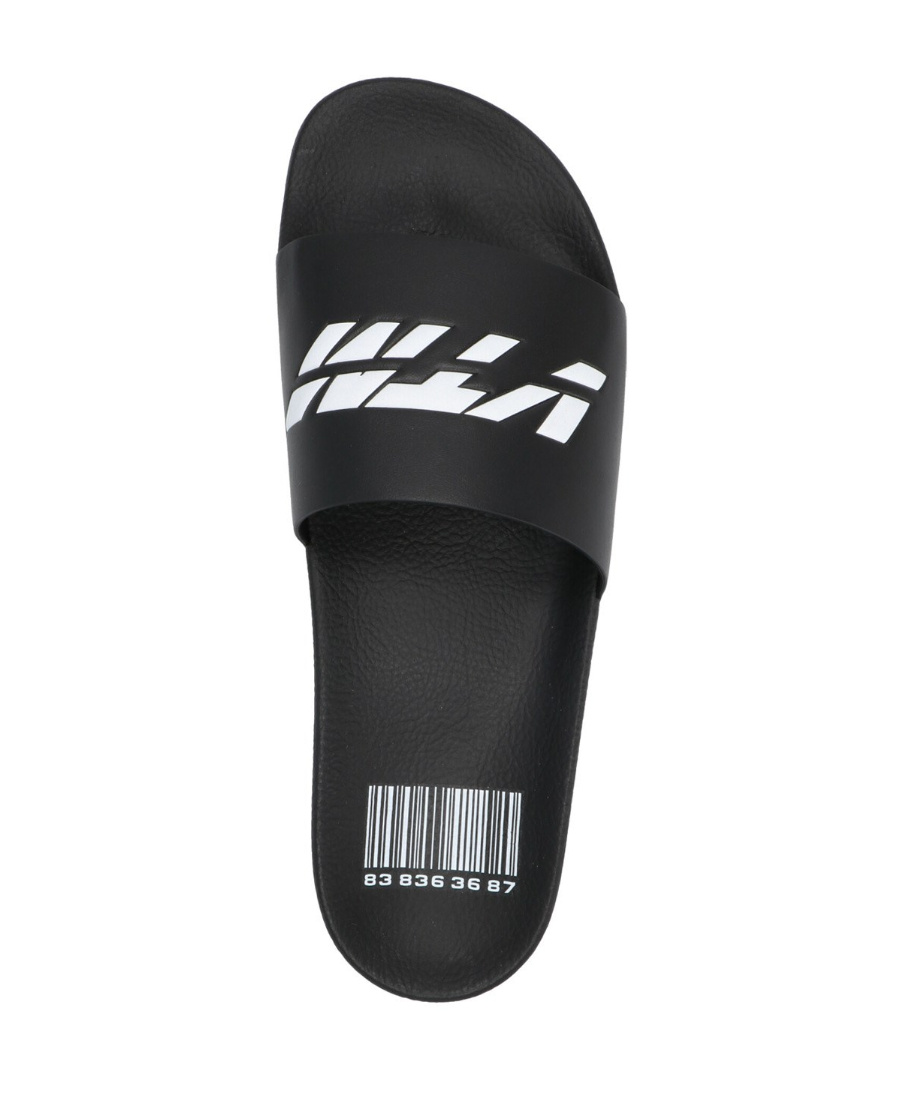 Vtmnts Logo Print Rubber Slide Sandals In Black
