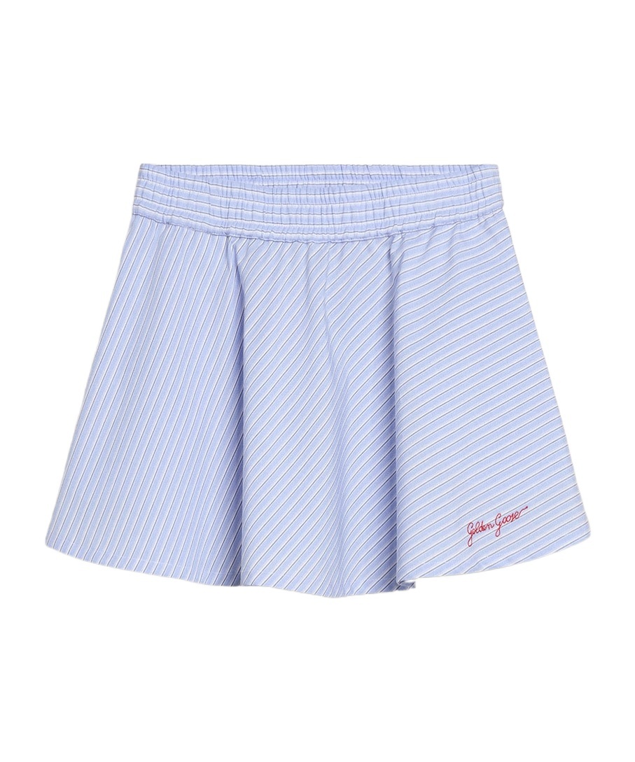Golden Goose Light Blue Striped Cotton Skirt In Blue