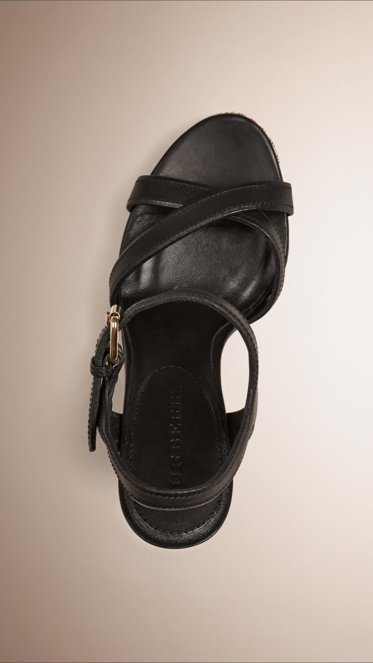 Burberry Checkered Open-toed High-heeled Sandals In Black