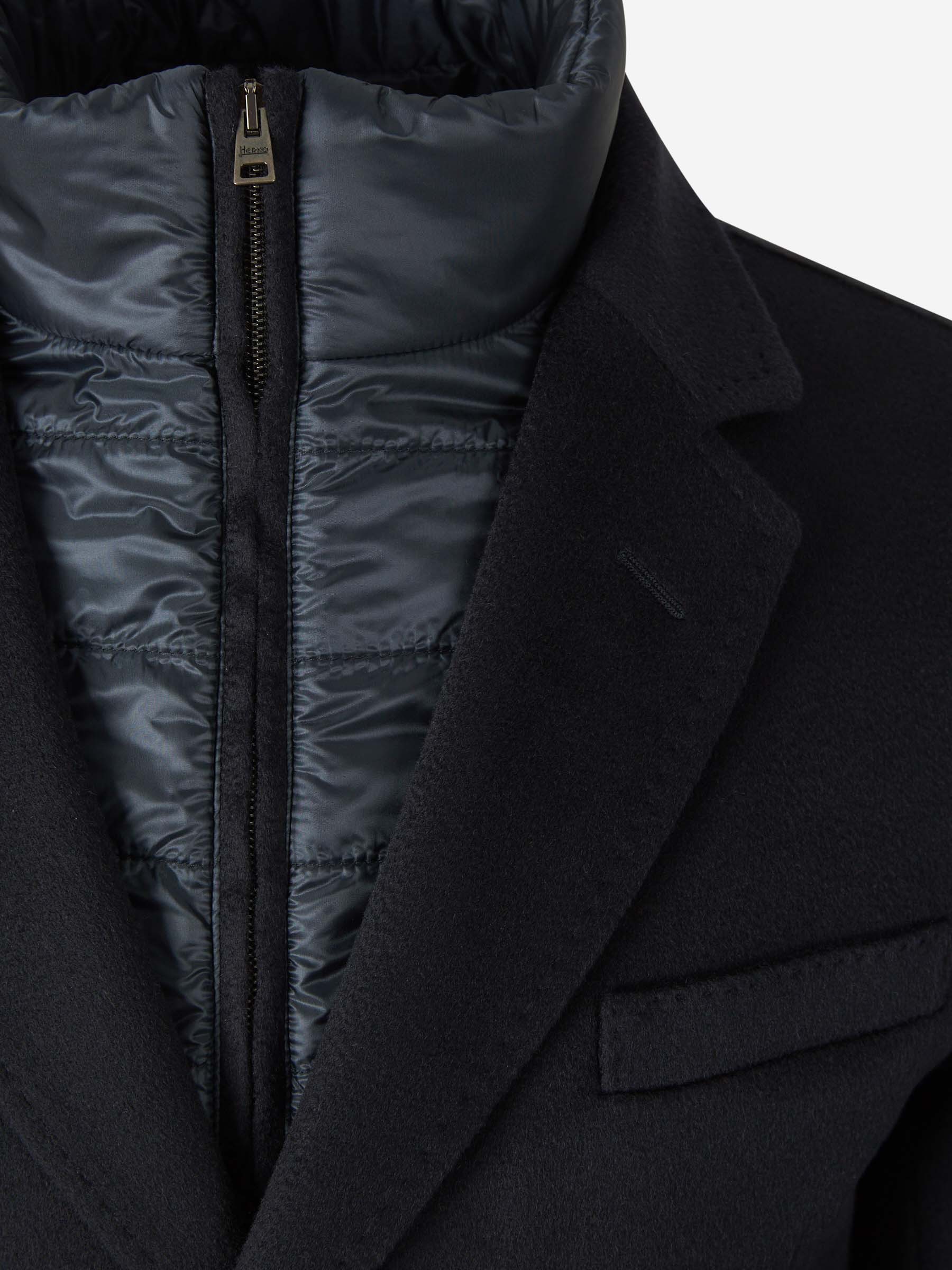Herno Durable Long Sleeve Coat With Notched Lapels In Black