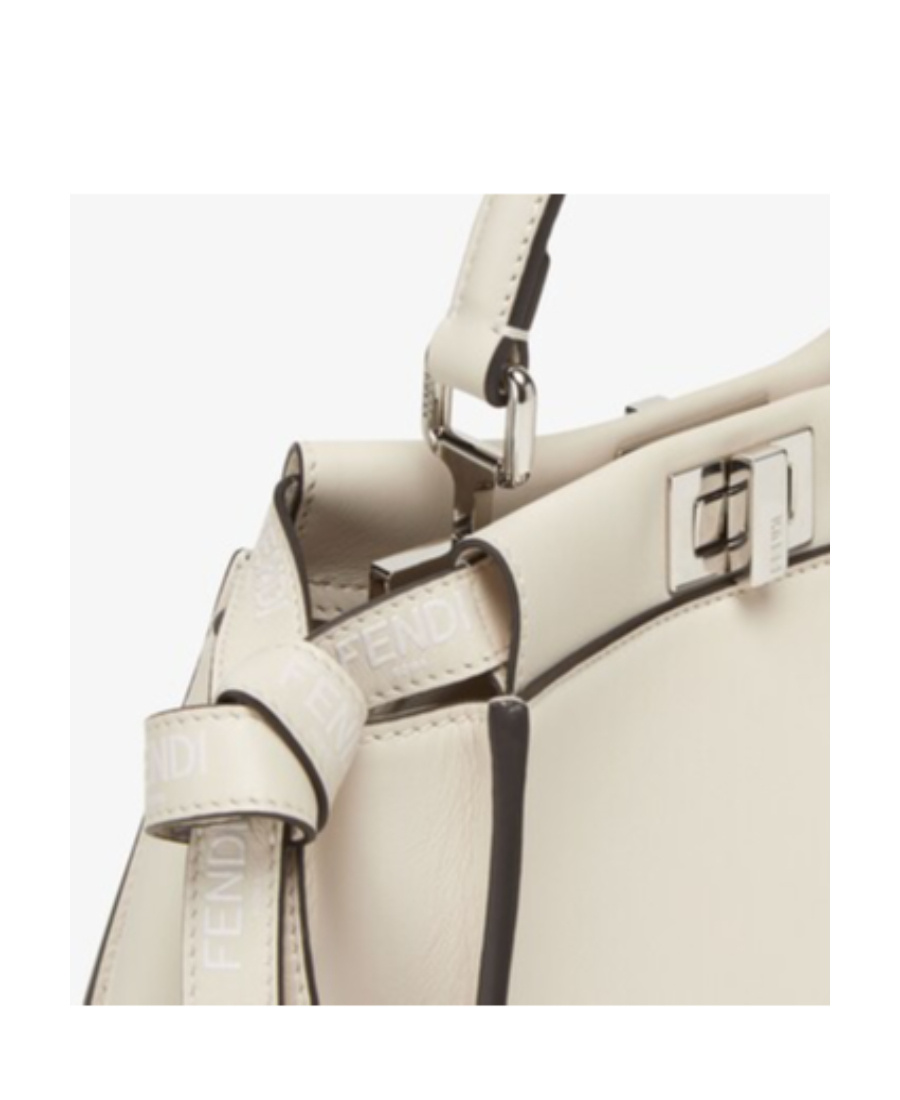 Fendi Mini Peekaboo Leather Bag In White