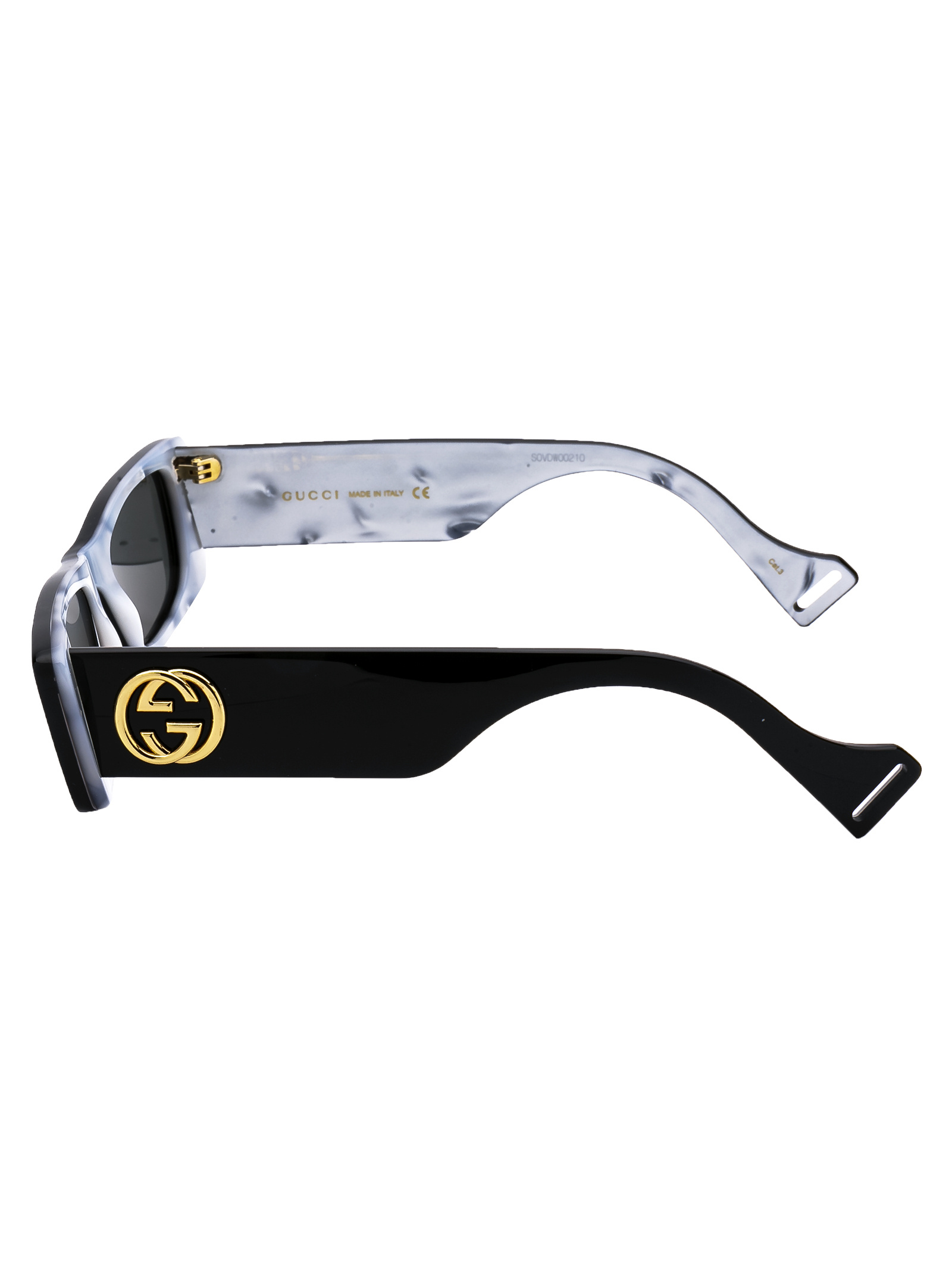 Gucci Black Interlocking G Rectangular Sunglasses In Black