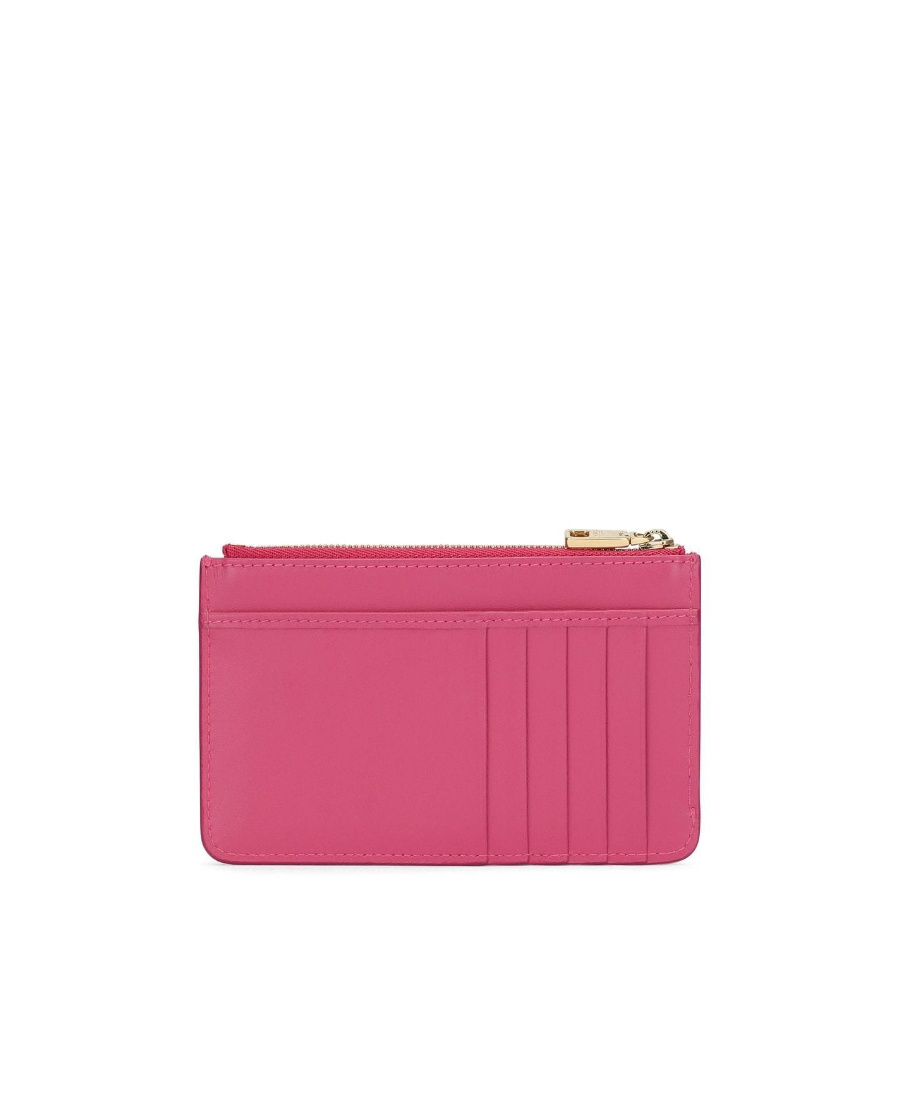 Dolce & Gabbana Medium Dg Logo Zip Cardholder In Calf Leather In Red