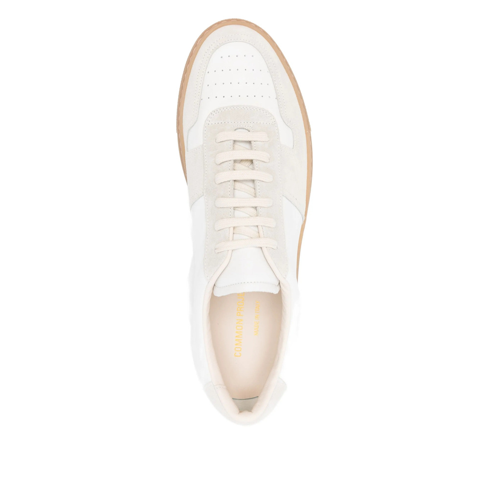 Common Projects Bball Slim Sneakers In White Suede And Leather In White