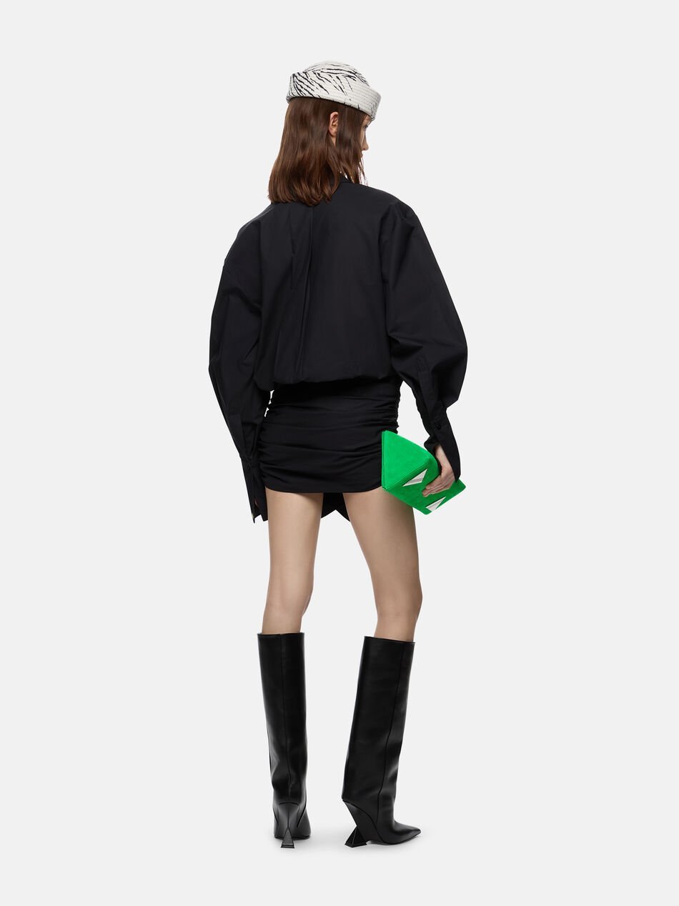 Attico Hatty Chemisier Dress With Asymmetric Hem In Black