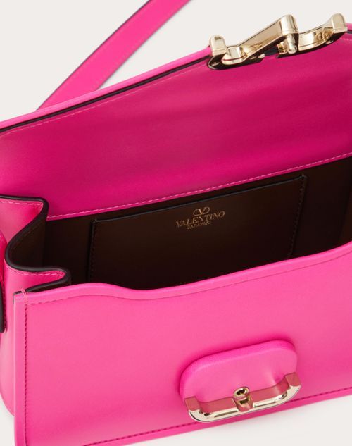 Valentino Small Letter Smooth-grain Shoulder Bag In Pink