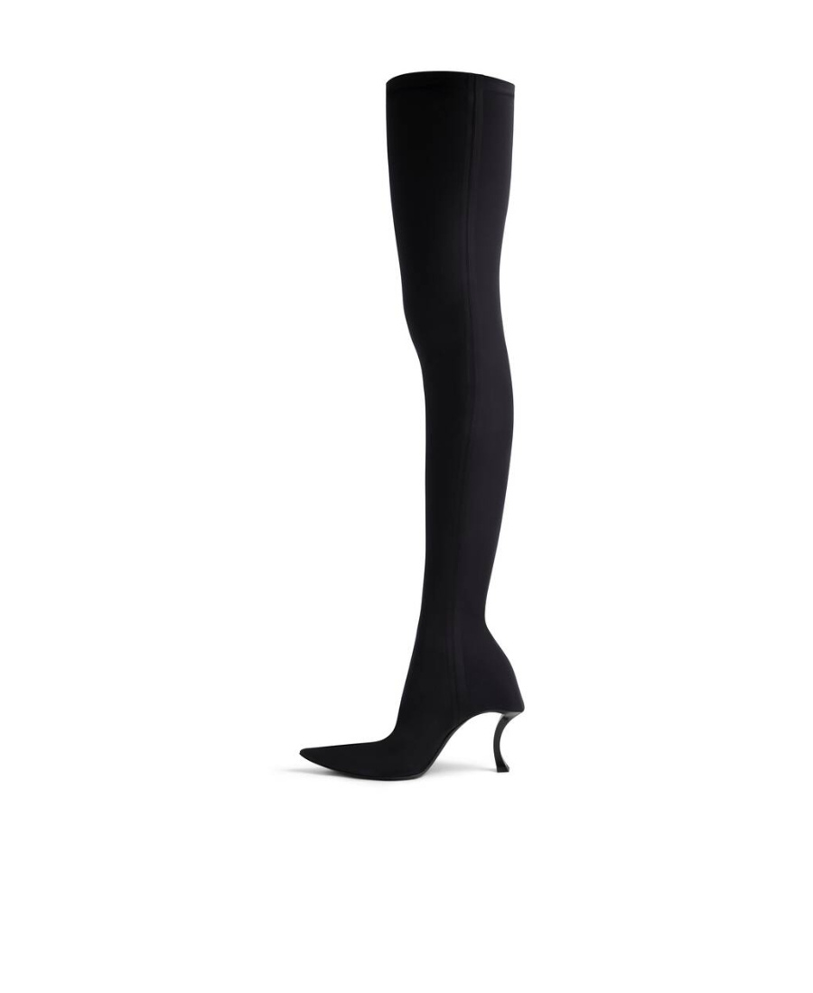 Balenciaga Hourglass Stretch-knit Over-the-knee Boots In Black