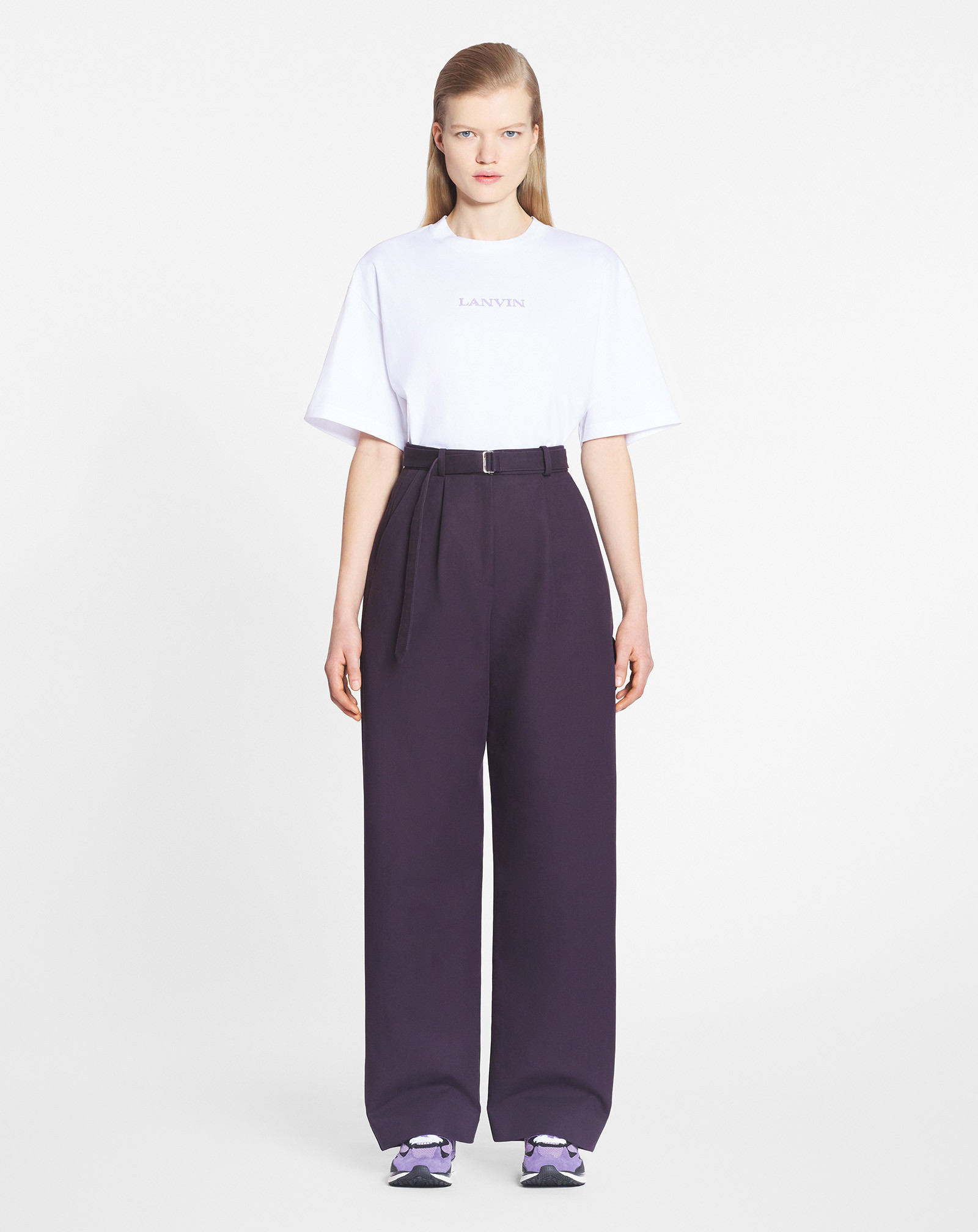 Shop Lanvin Logo-embroidered Cotton T-shirt In White