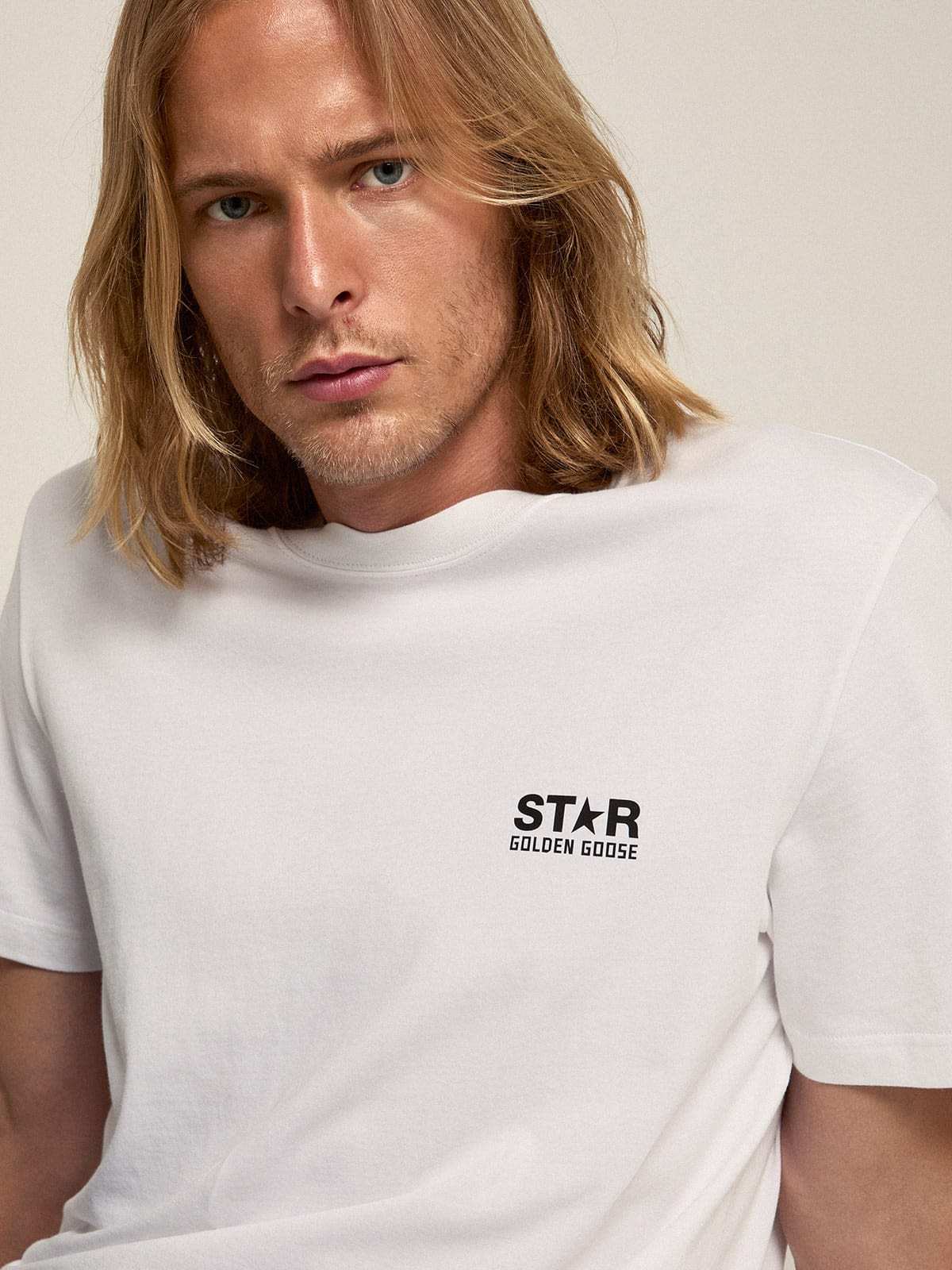 Golden Goose Logo Print Cotton T-shirt In White