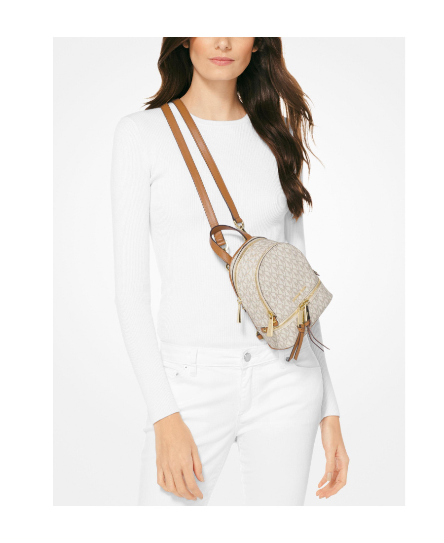 Michael Kors Mini Zip Backpack In White