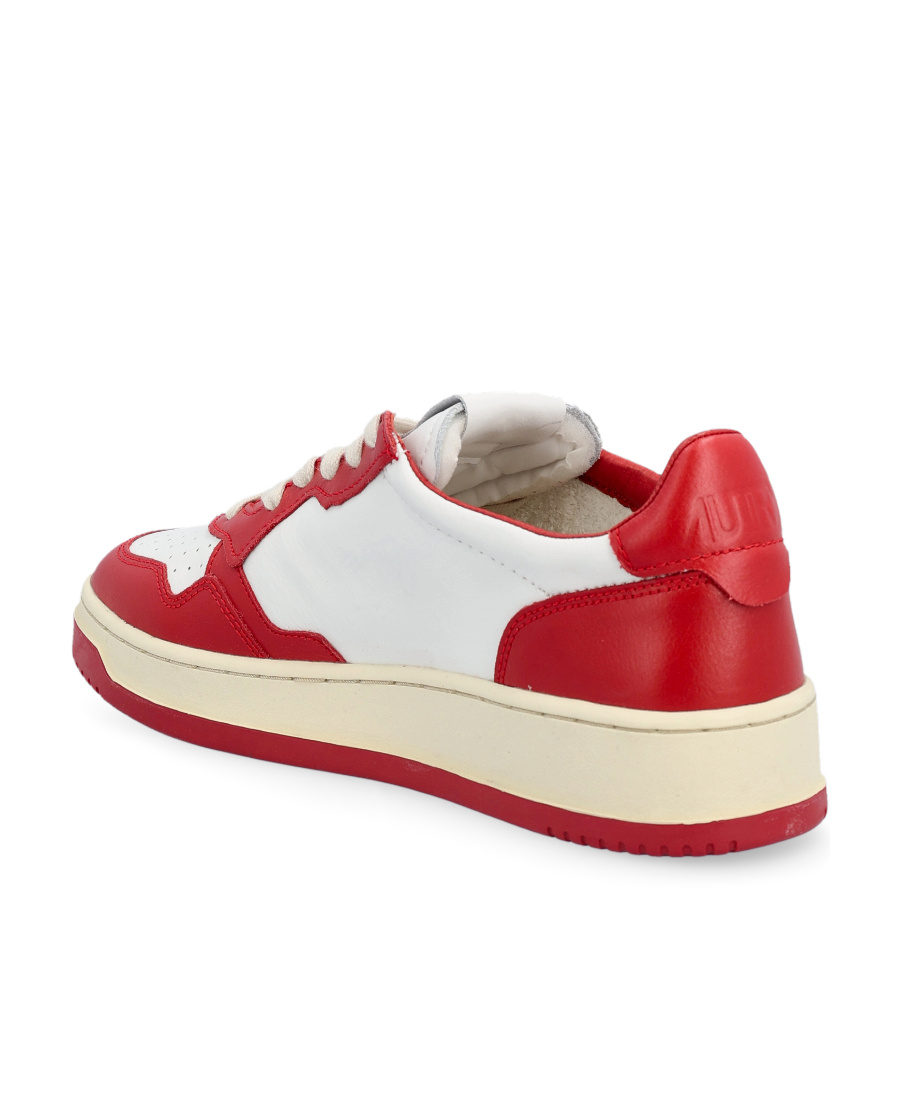 Autry Low Leather Sneakers Panelled Design In Red