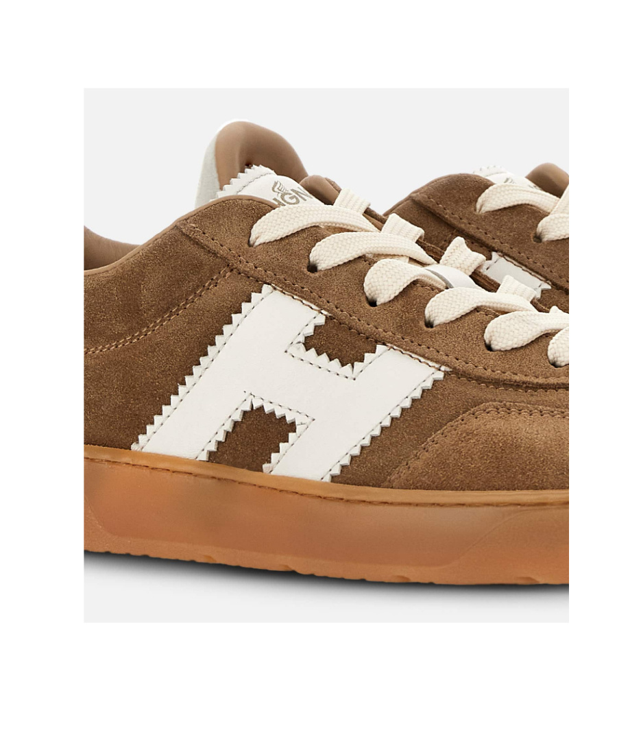 Hogan Stylish Sneakers With Contrast Panel And Suede Finish In Brown