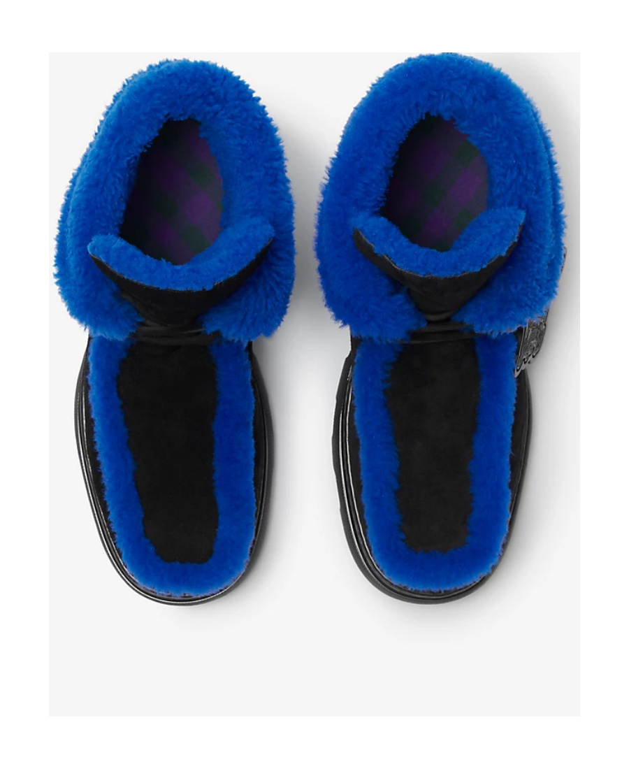 Burberry Shearling-embellished Suede Creeper Boots In Black