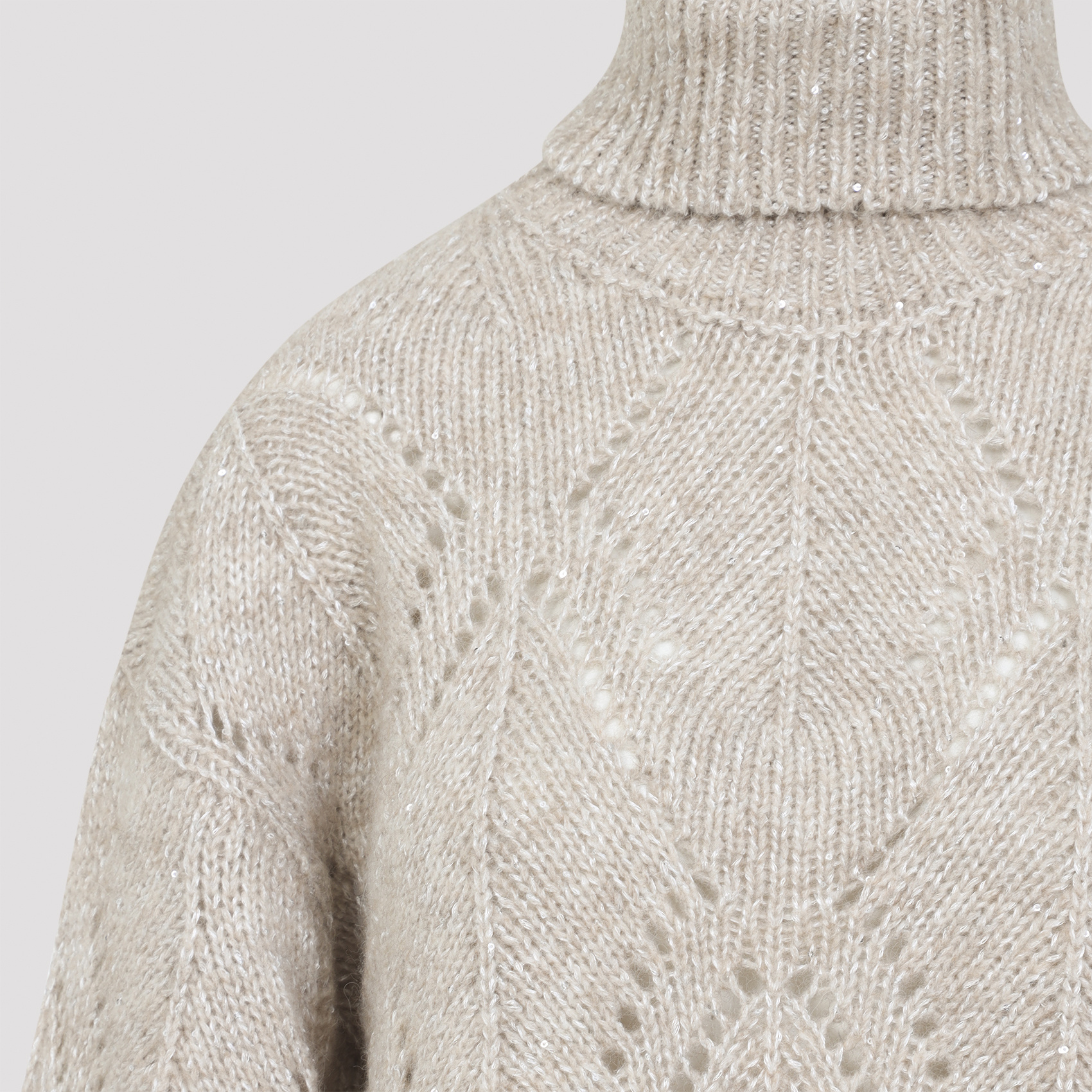 Peserico Turtleneck Diamond-pattern Knitwear In Neutral