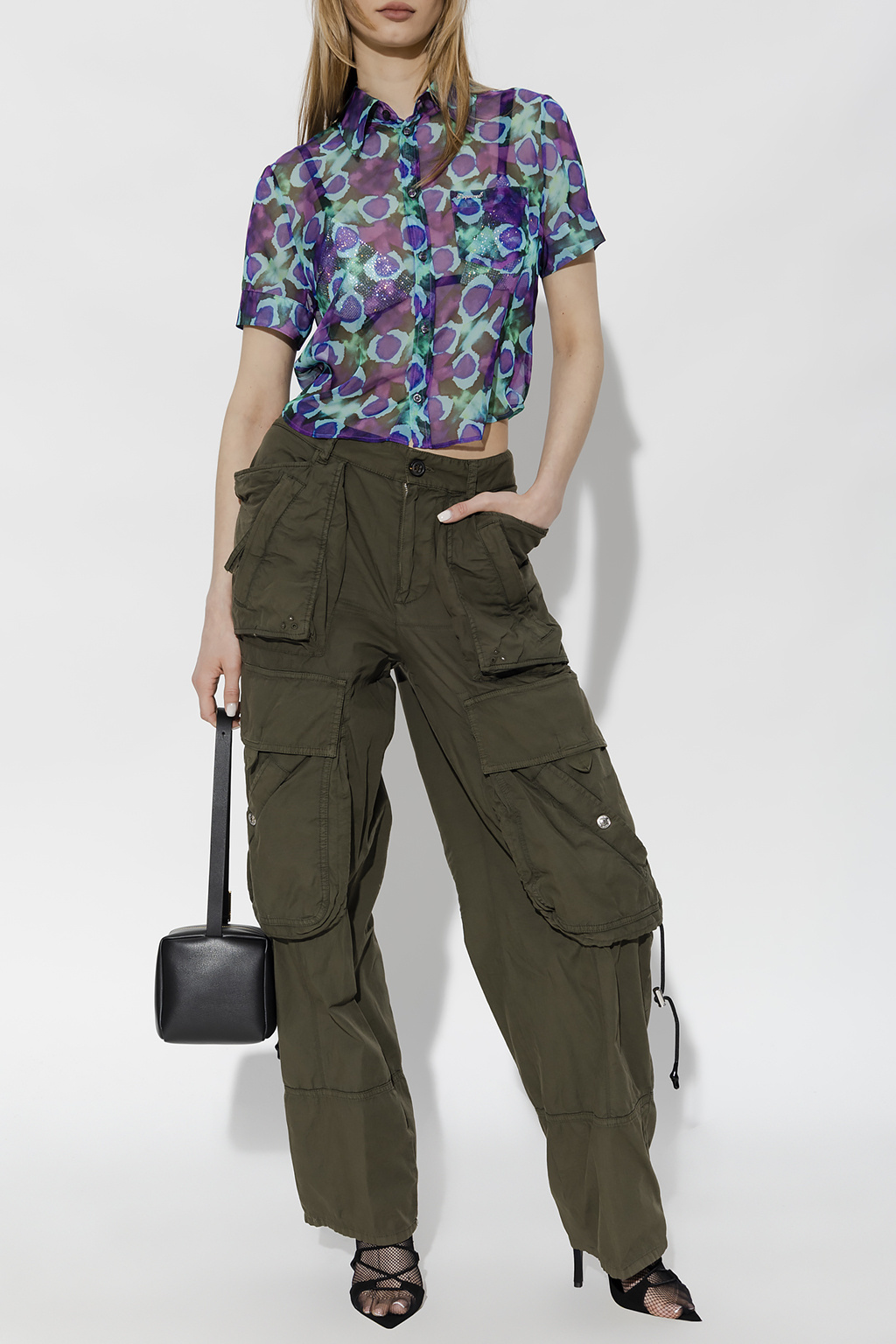 Dsquared2 Abstract Flower-print Short-sleeve Shirt In Blue