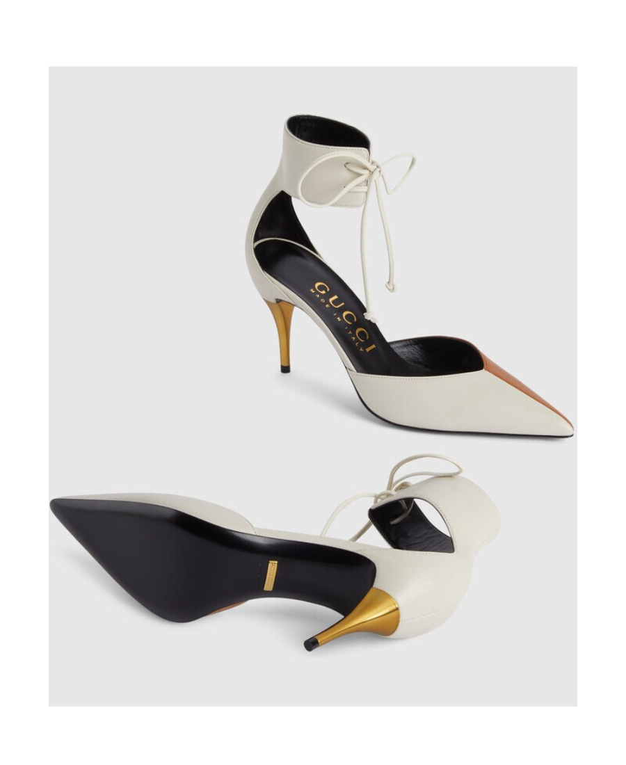 Gucci Heel Shoes With Ankle Straps In White