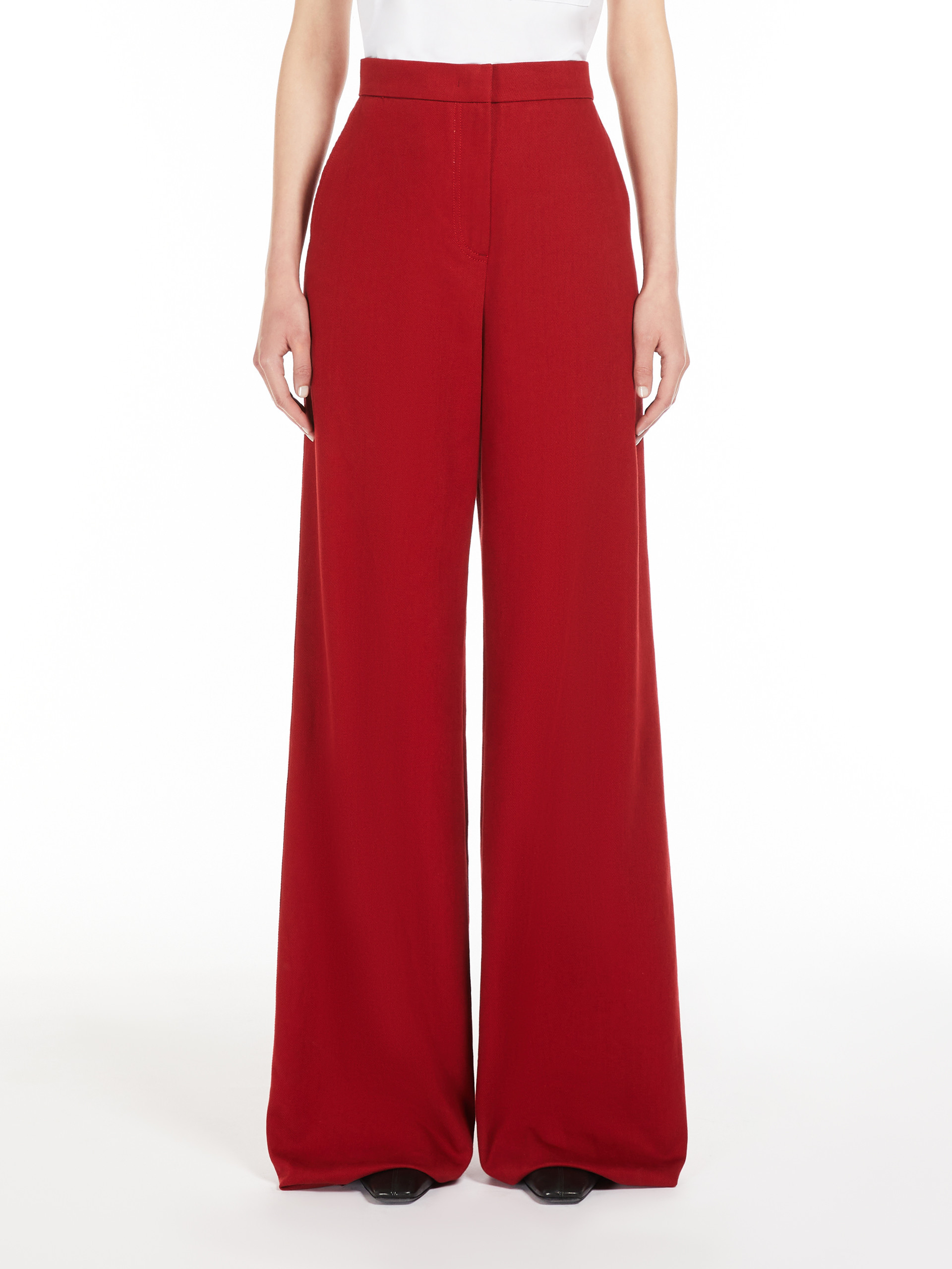 Max Mara Ruggero Cotton Drill Straight Pants In Red