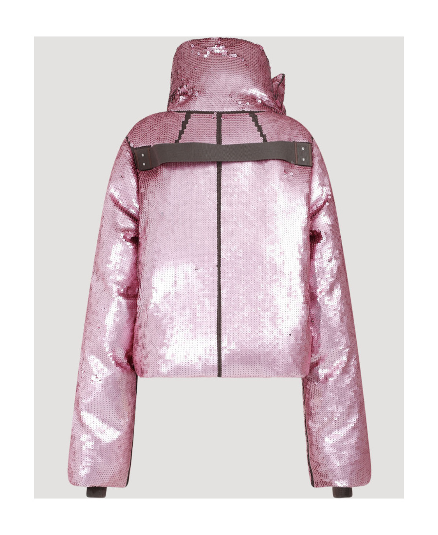 Rick Owens Sequin Funnel Neck Down Jacket In Multicolor