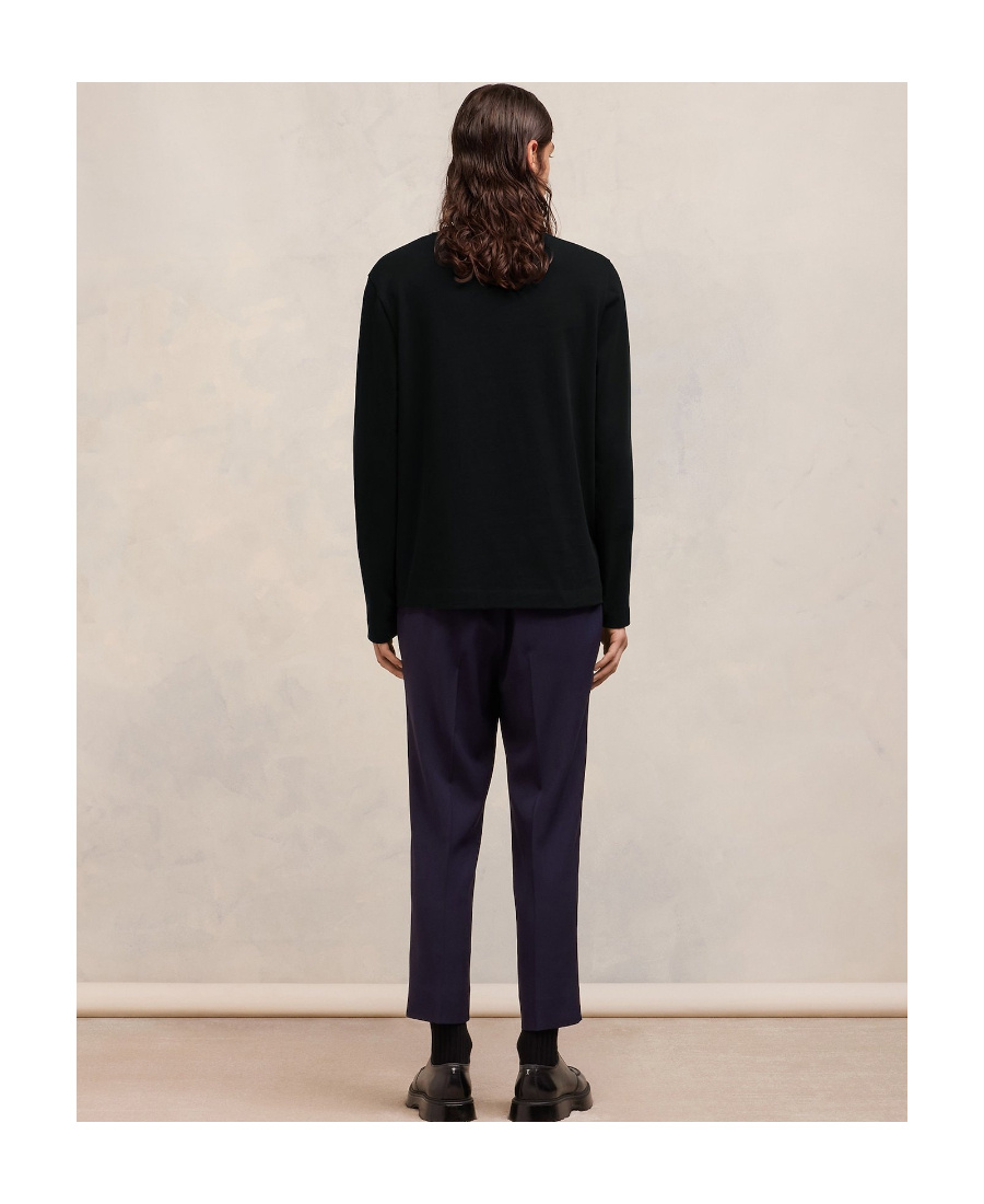 Ami Alexandre Mattiussi Ami Paris Ami De Coeur Logo Embroidered Long-sleeved T-shirt In Black