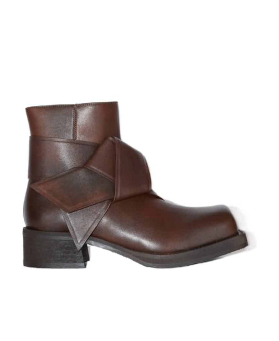 Acne Studios Musubi Knot Square Toe Bootie In Brown